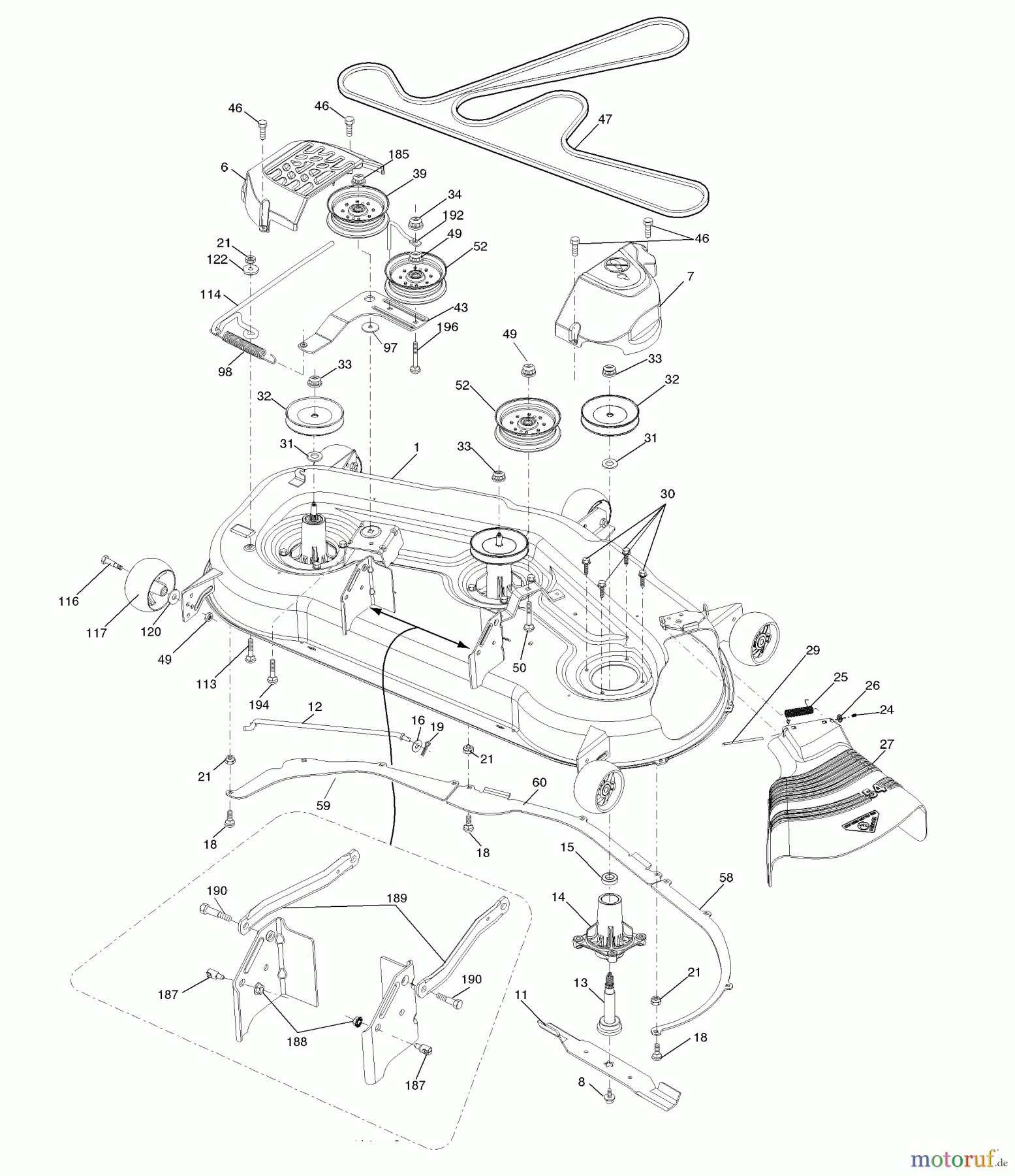 Husqvarna Rasen und Garten Traktoren LGT 2654 (96043003600) - Husqvarna Lawn Tractor (2007-05 & After) Mower Deck