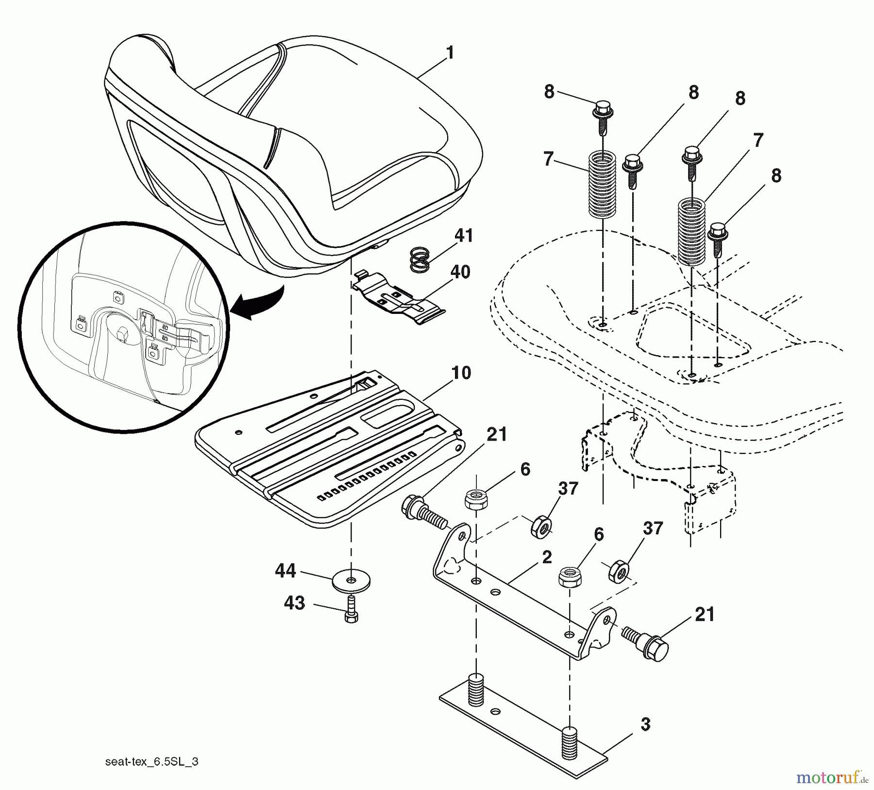 Husqvarna Rasen und Garten Traktoren LGT 2654 (96043003601) - Husqvarna Lawn Tractor (2008-01 & After) Seat Assembly
