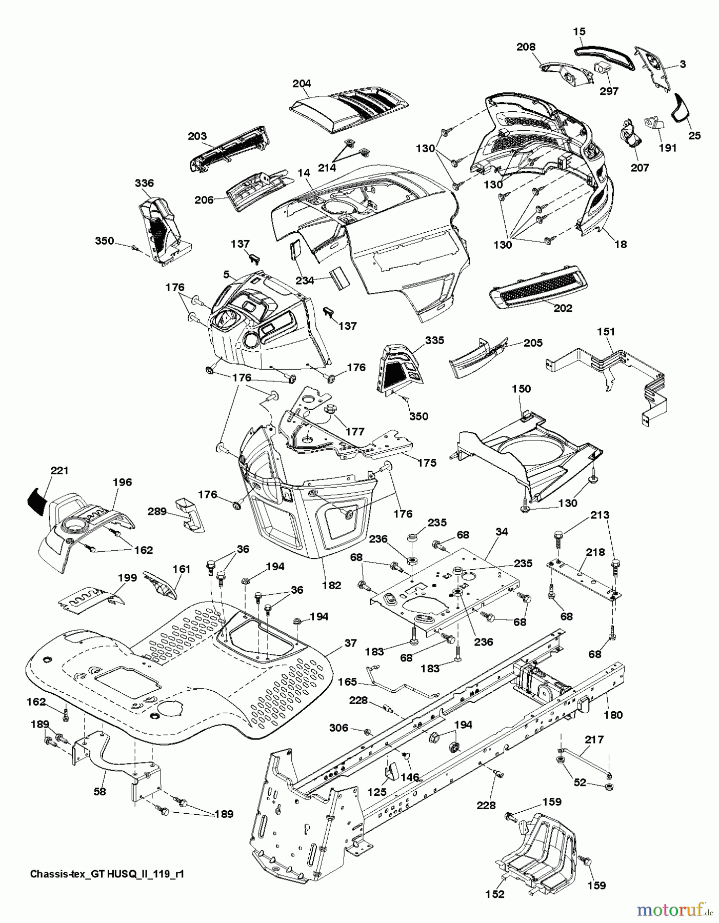 Husqvarna Rasen und Garten Traktoren LGT 2654 (96043018300) - Husqvarna Lawn Tractor (2013-09) CHASSIS ENCLOSURES