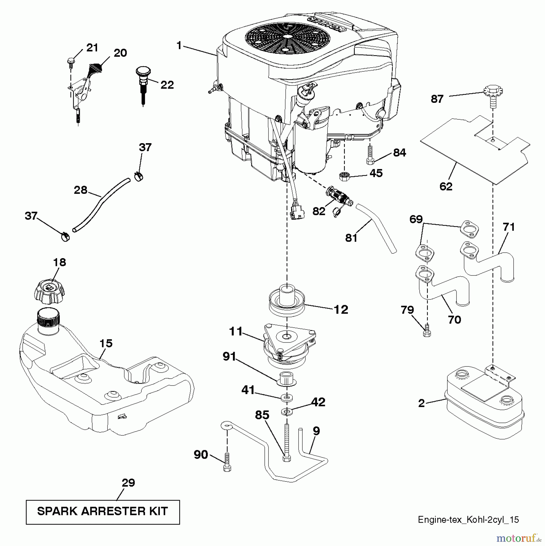 Husqvarna Rasen und Garten Traktoren LGT 2654 (96043018300) - Husqvarna Lawn Tractor (2013-09) ENGINE