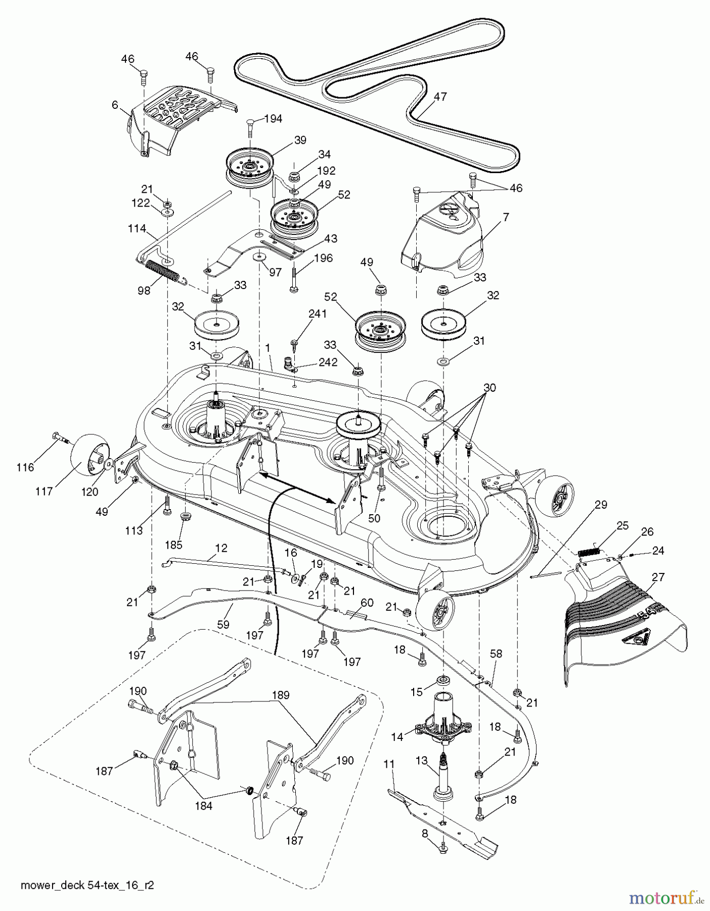Husqvarna Rasen und Garten Traktoren LGT 2654 (96043018300) - Husqvarna Lawn Tractor (2013-09) MOWER DECK / CUTTING DECK