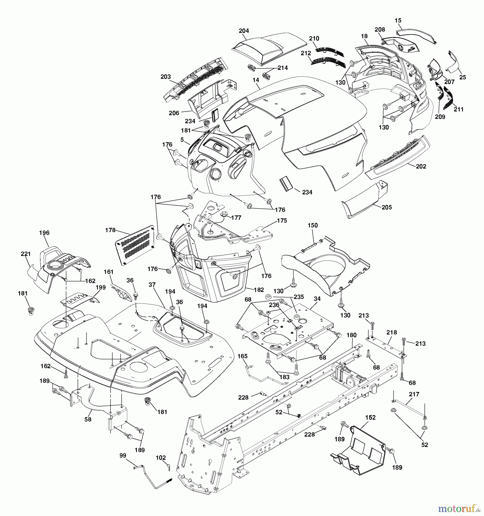 Husqvarna Rasen und Garten Traktoren LGT 2654 (96045000700) - Husqvarna Lawn Tractor (2006-11 & After) Chassis