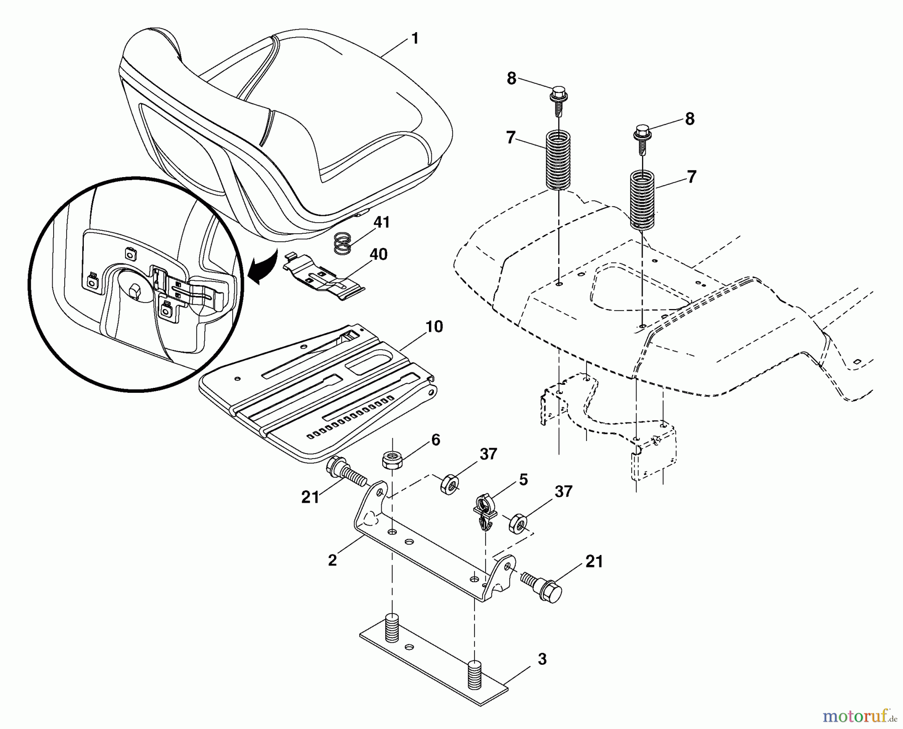 Husqvarna Rasen und Garten Traktoren LGT 2654 (96045000700) - Husqvarna Lawn Tractor (2006-11 & After) Seat Assembly