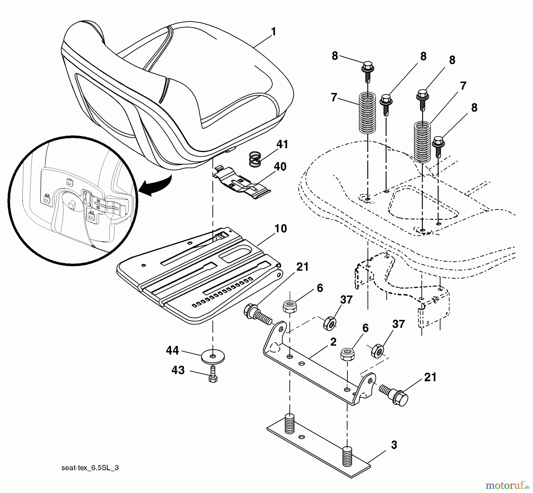 Husqvarna Rasen und Garten Traktoren LGT 2654 (96045000702) - Husqvarna Lawn Tractor (2008-03 & After) Seat Assembly