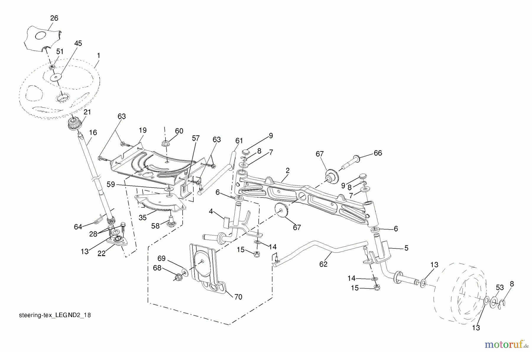 Husqvarna Rasen und Garten Traktoren LGT 2654 (96045000702) - Husqvarna Lawn Tractor (2008-03 & After) Steering Assembly