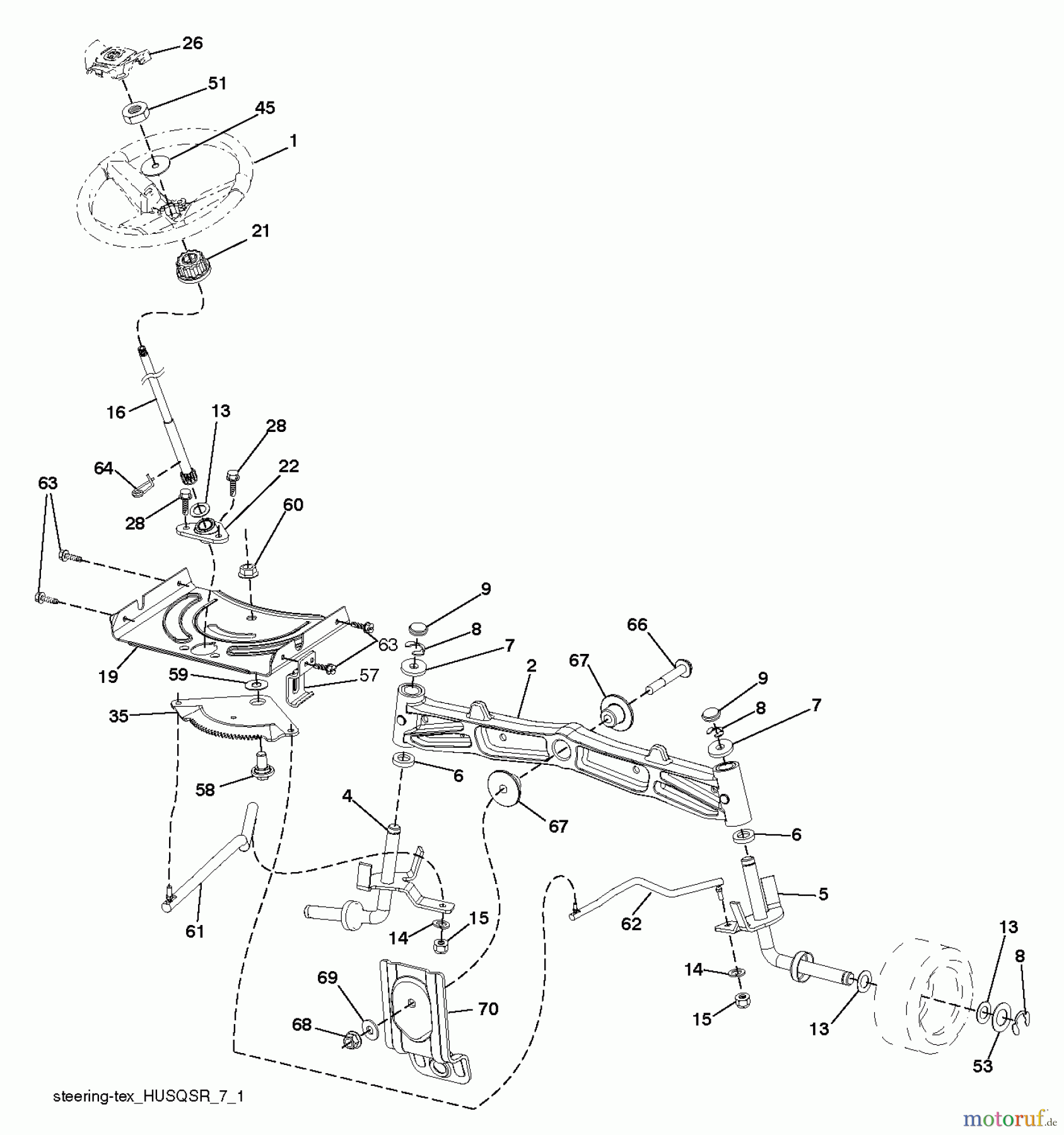 Husqvarna Rasen und Garten Traktoren LGT 2654 (96045003700) - Husqvarna Lawn Tractor (2011-09 & After) STEERING