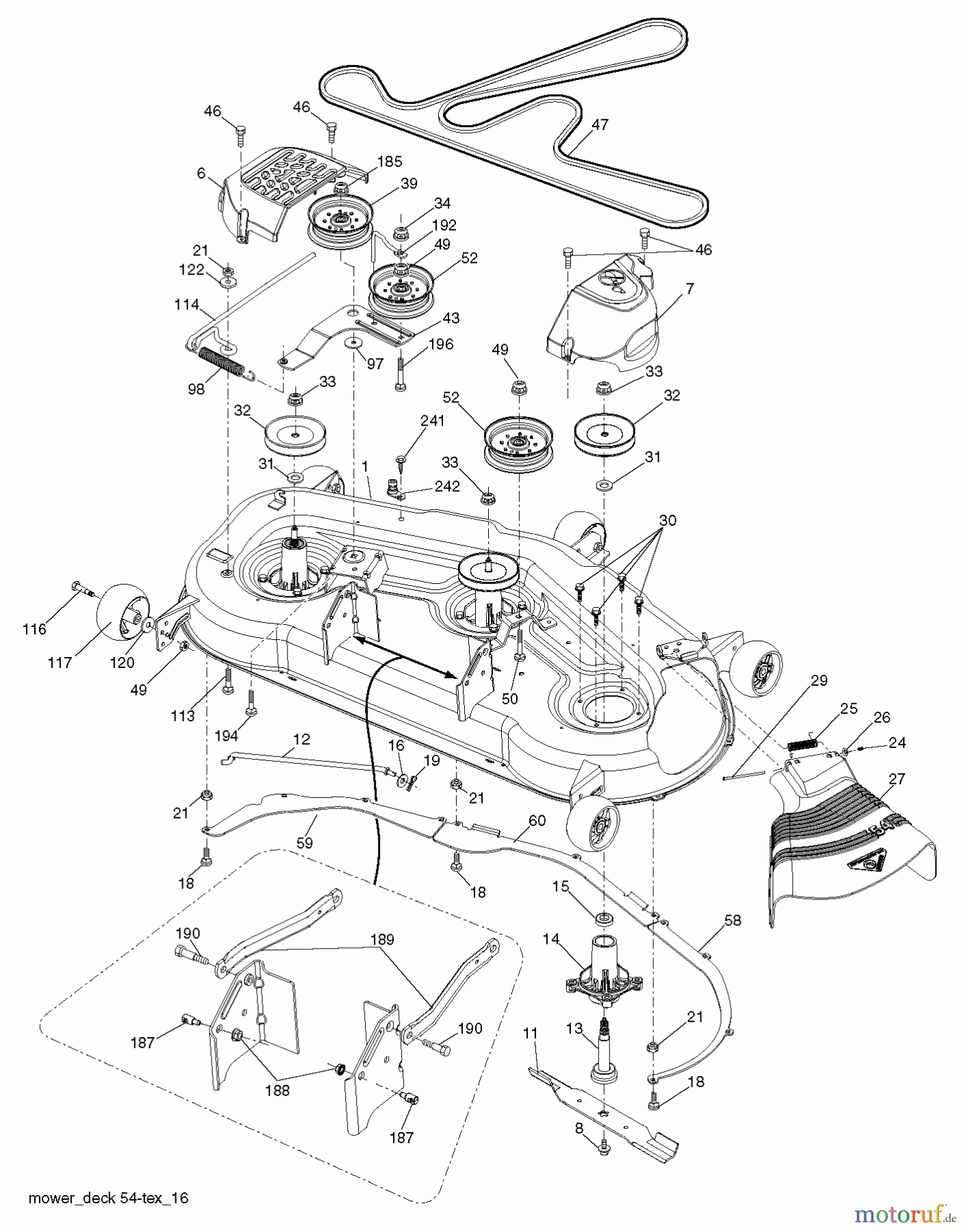 Husqvarna Rasen und Garten Traktoren LGT 2654 (96045003700) - Husqvarna Lawn Tractor (2011-09 & After) MOWER DECK / CUTTING DECK