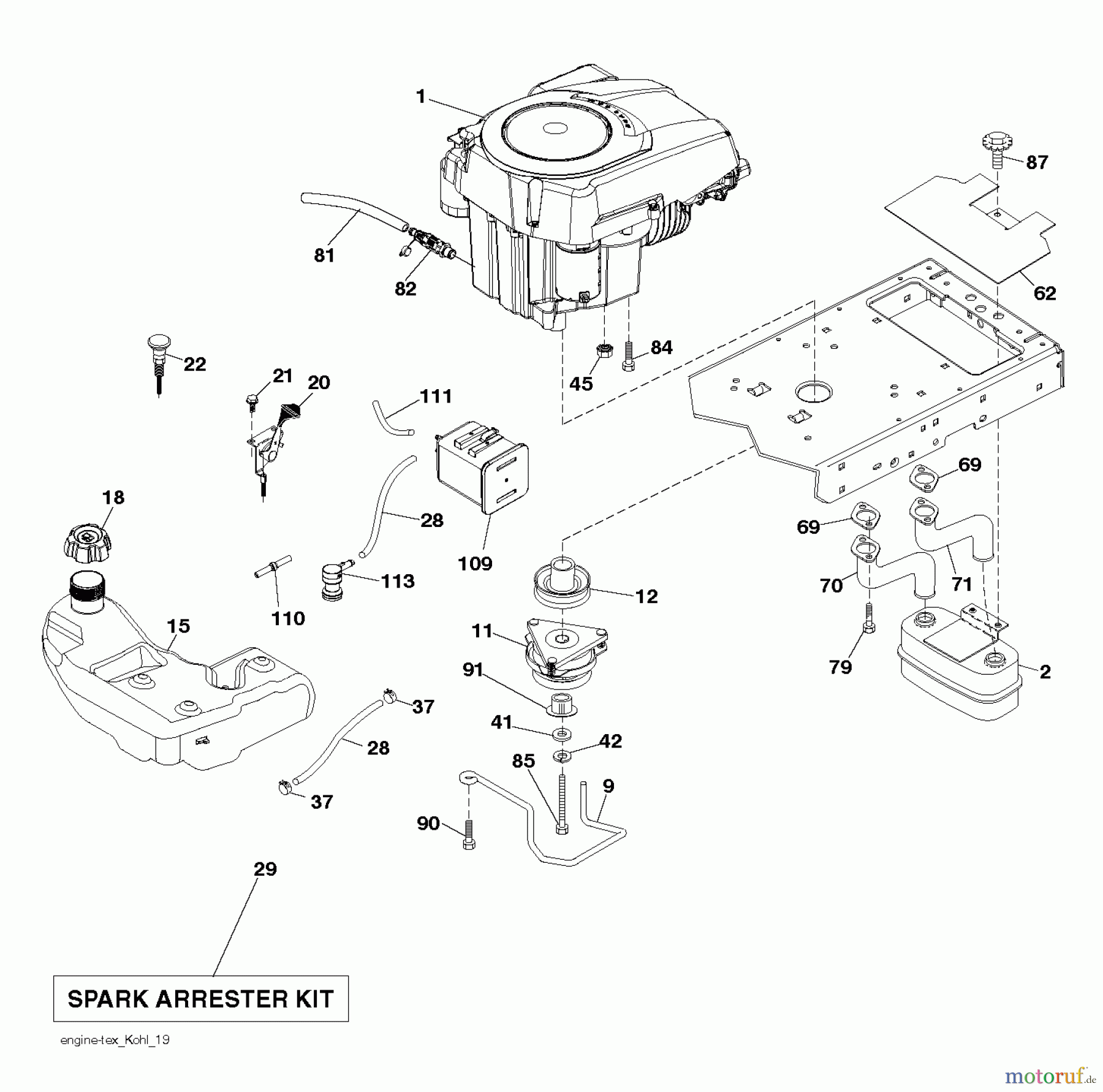 Husqvarna Rasen und Garten Traktoren LGT 2654 (96045003800) - Husqvarna Lawn Tractor (2011-09 & After) ENGINE