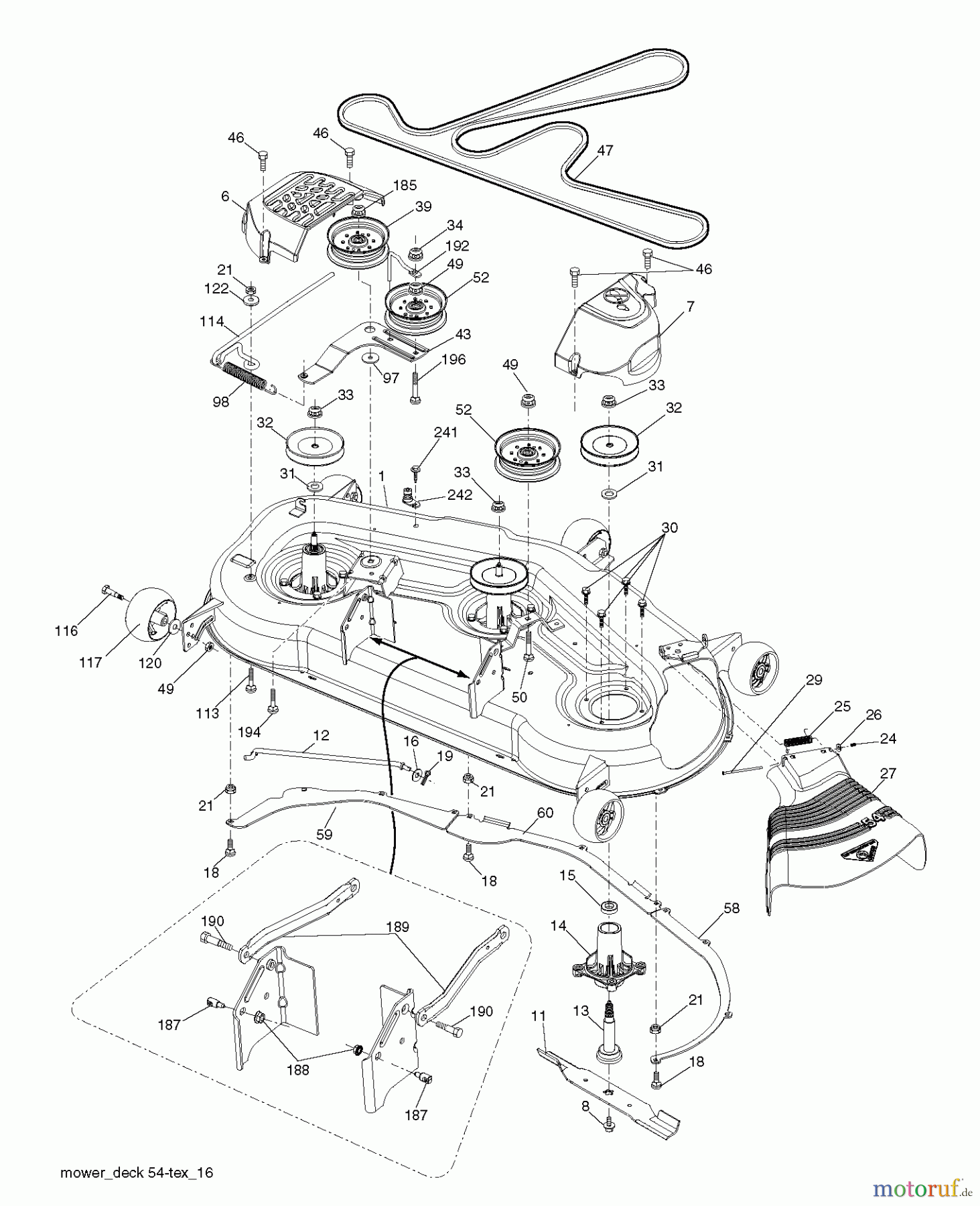 Husqvarna Rasen und Garten Traktoren LGT 2654 (96045003800) - Husqvarna Lawn Tractor (2011-09 & After) MOWER DECK / CUTTING DECK