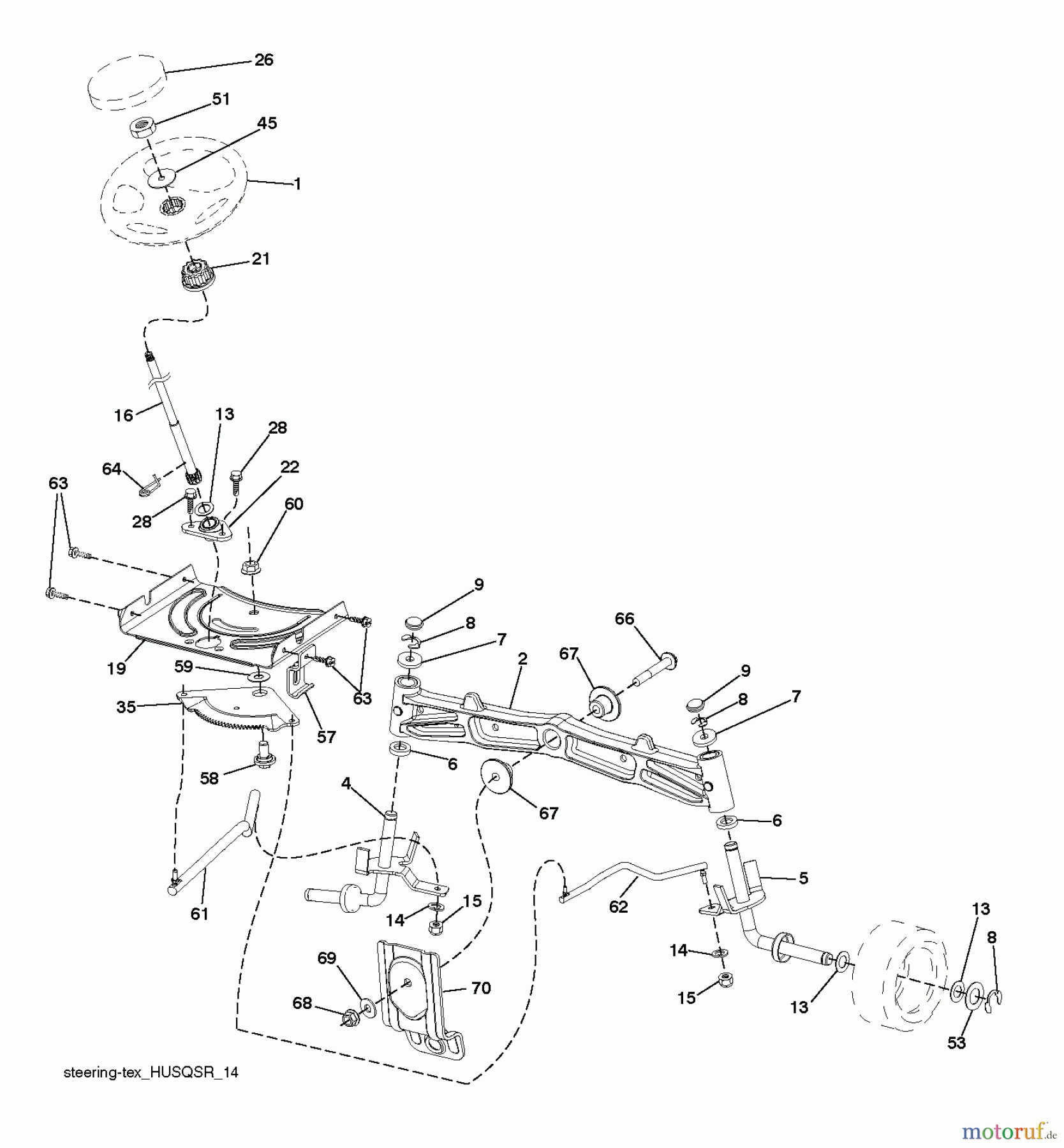 Husqvarna Rasen und Garten Traktoren LGT 2654 (96045003800) - Husqvarna Lawn Tractor (2011-09 & After) STEERING
