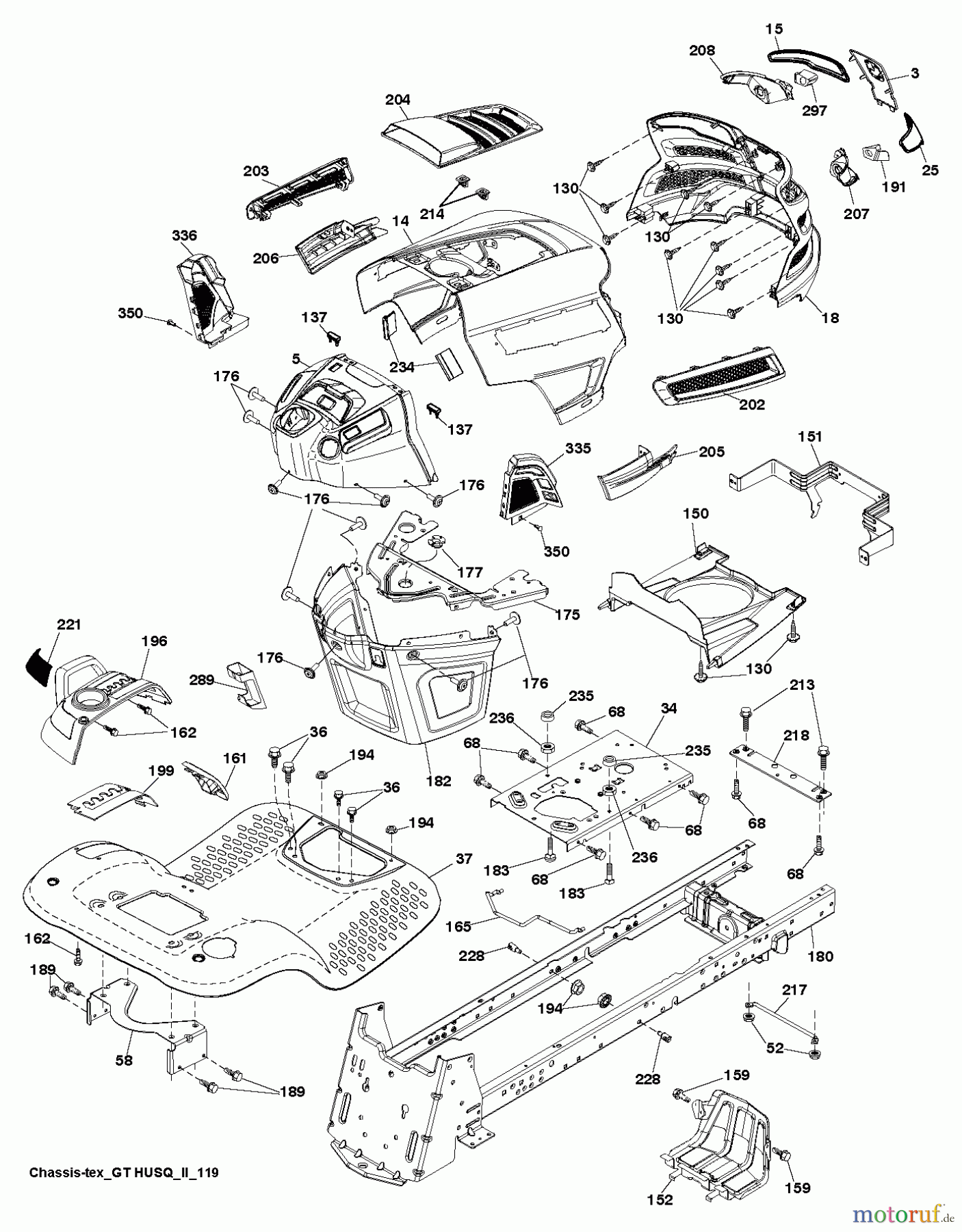 Husqvarna Rasen und Garten Traktoren LGT 2654 (96045003801) - Husqvarna Lawn Tractor (2012-09 & After) CHASSIS ENCLOSURES