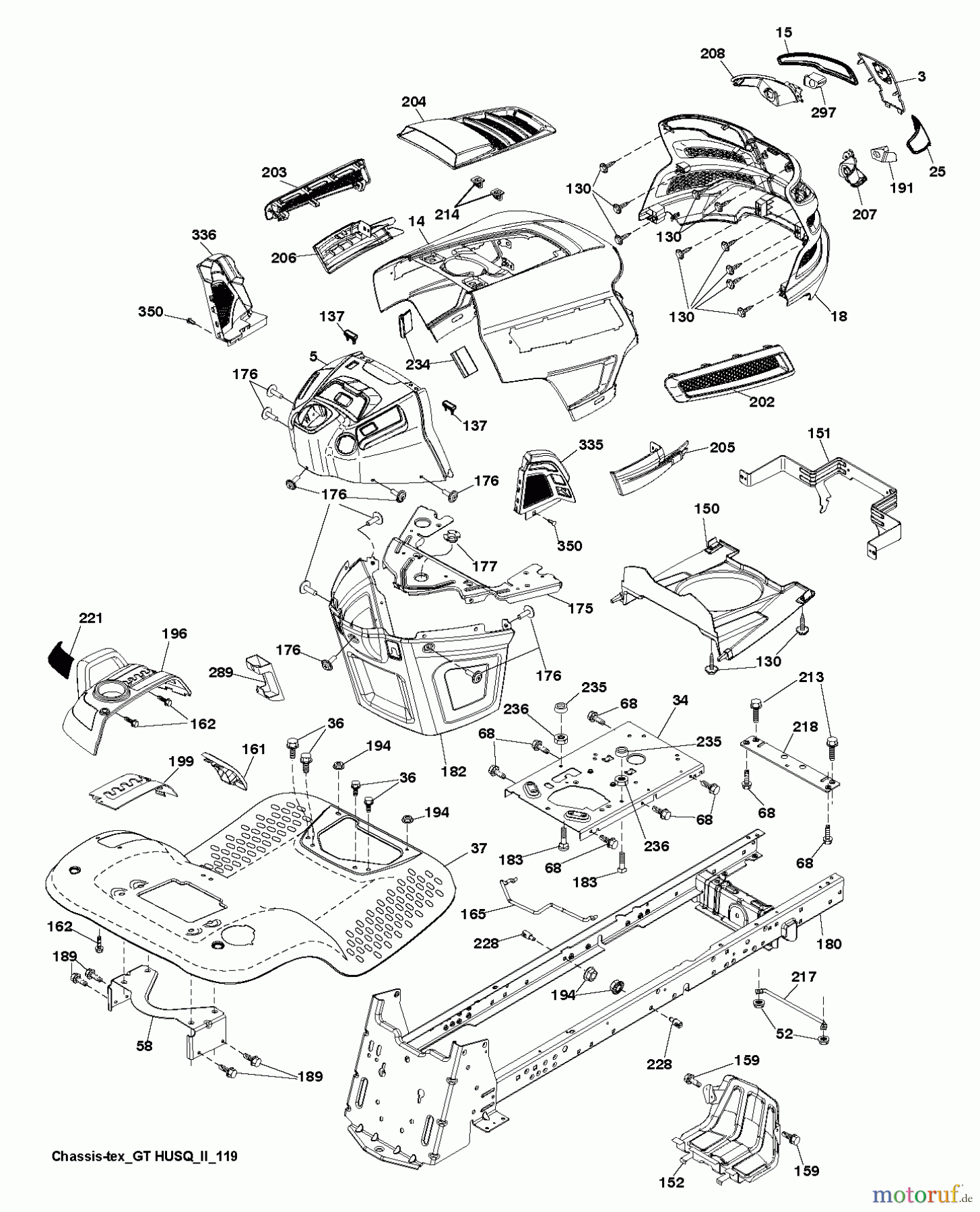 Husqvarna Rasen und Garten Traktoren LGT 2654 (96045003701) - Husqvarna Lawn Tractor (2012-09 & After) CHASSIS ENCLOSURES