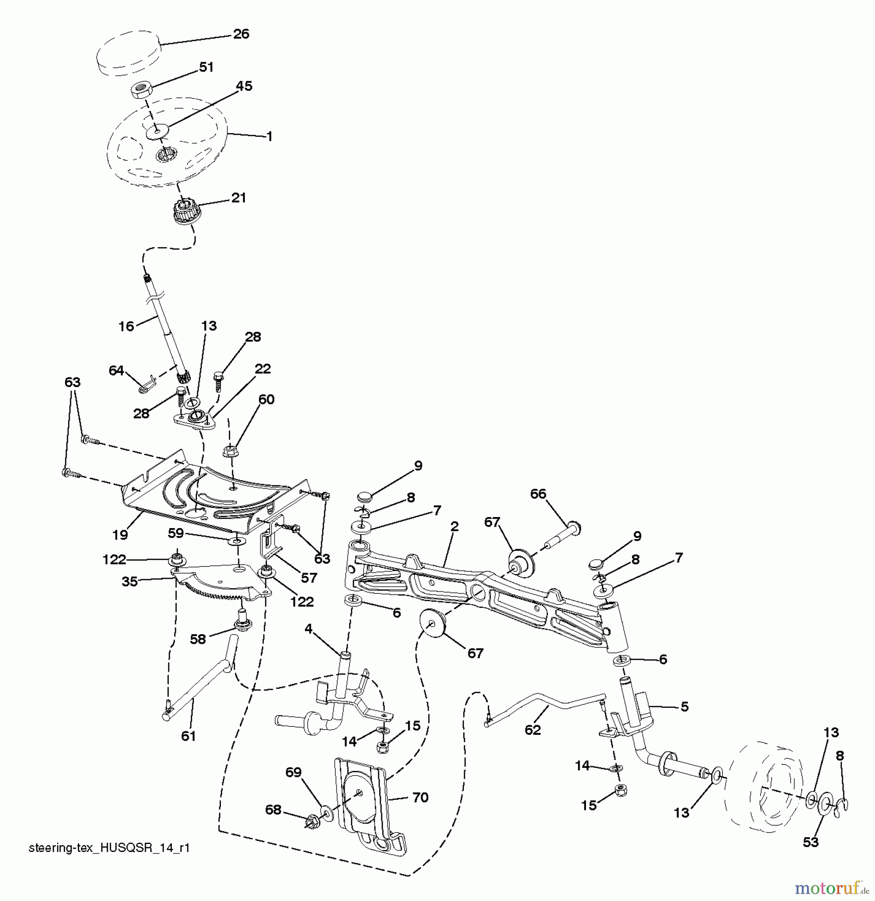 Husqvarna Rasen und Garten Traktoren LGT 2654 (96045004000) - Husqvarna Lawn Tractor (2012-05 & After) STEERING
