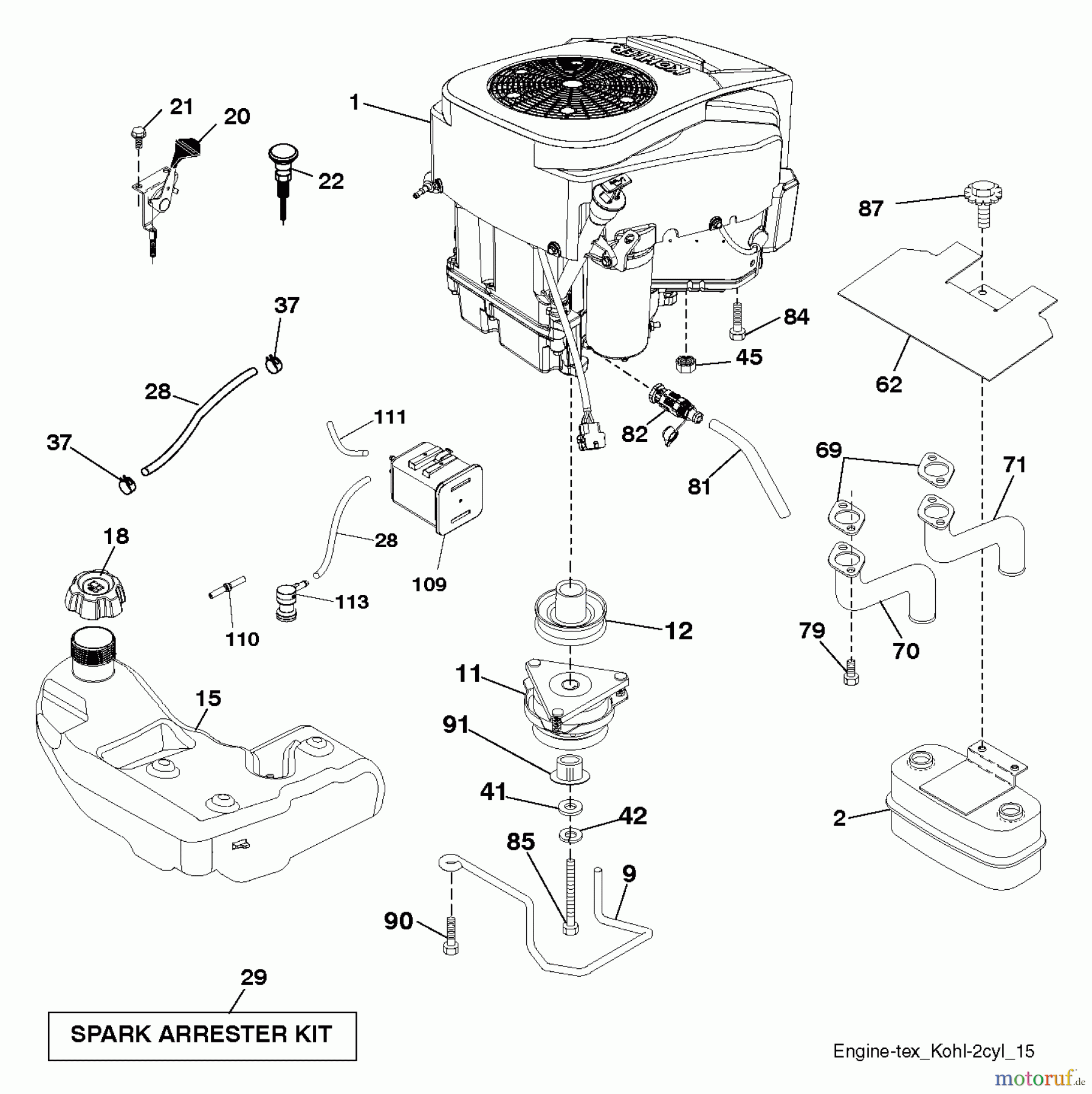 Husqvarna Rasen und Garten Traktoren LGT 2654 (96045005000) - Husqvarna Lawn Tractor (2013-09) ENGINE