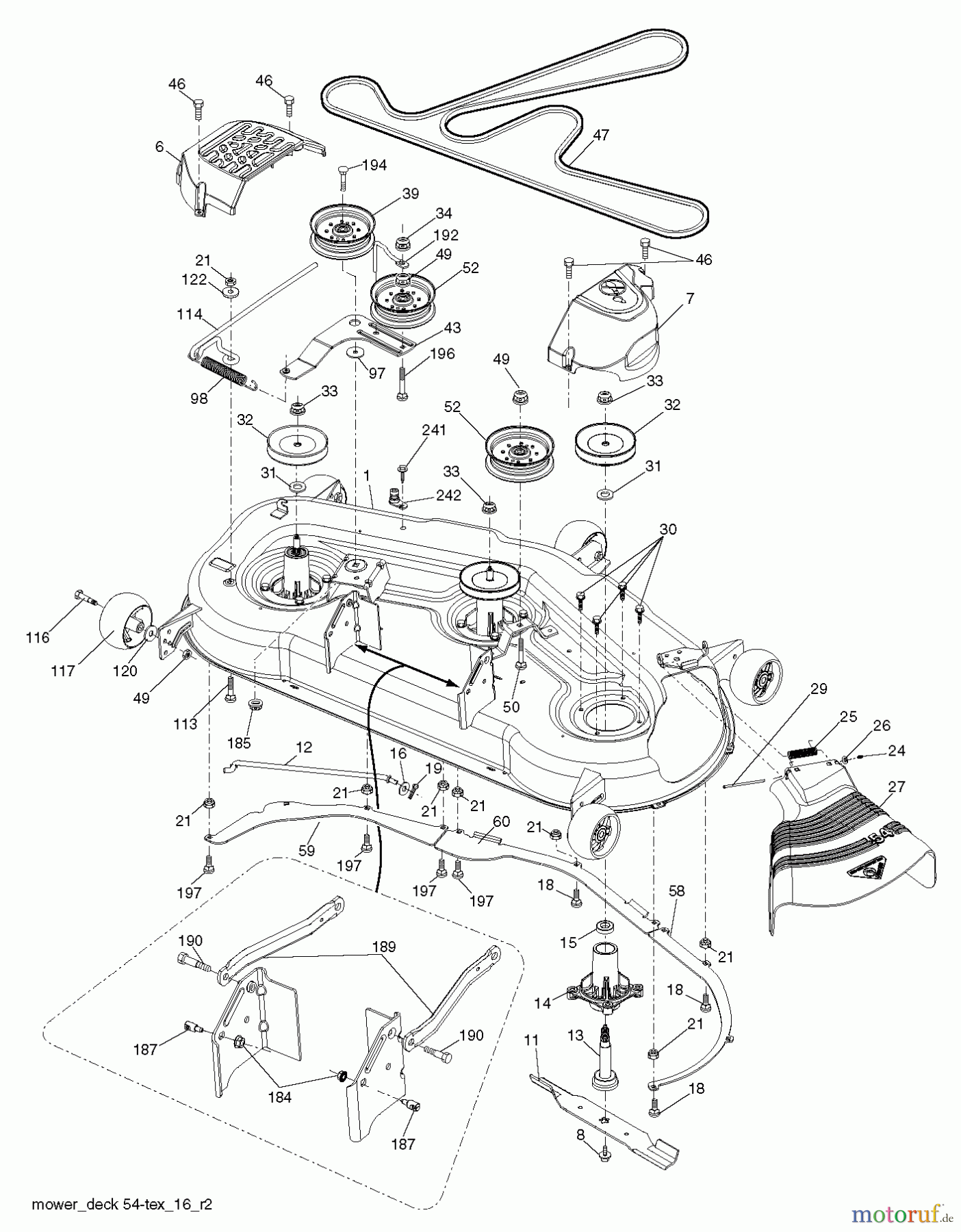 Husqvarna Rasen und Garten Traktoren LGT 2654 (96045003801) - Husqvarna Lawn Tractor (2012-09 & After) MOWER DECK / CUTTING DECK