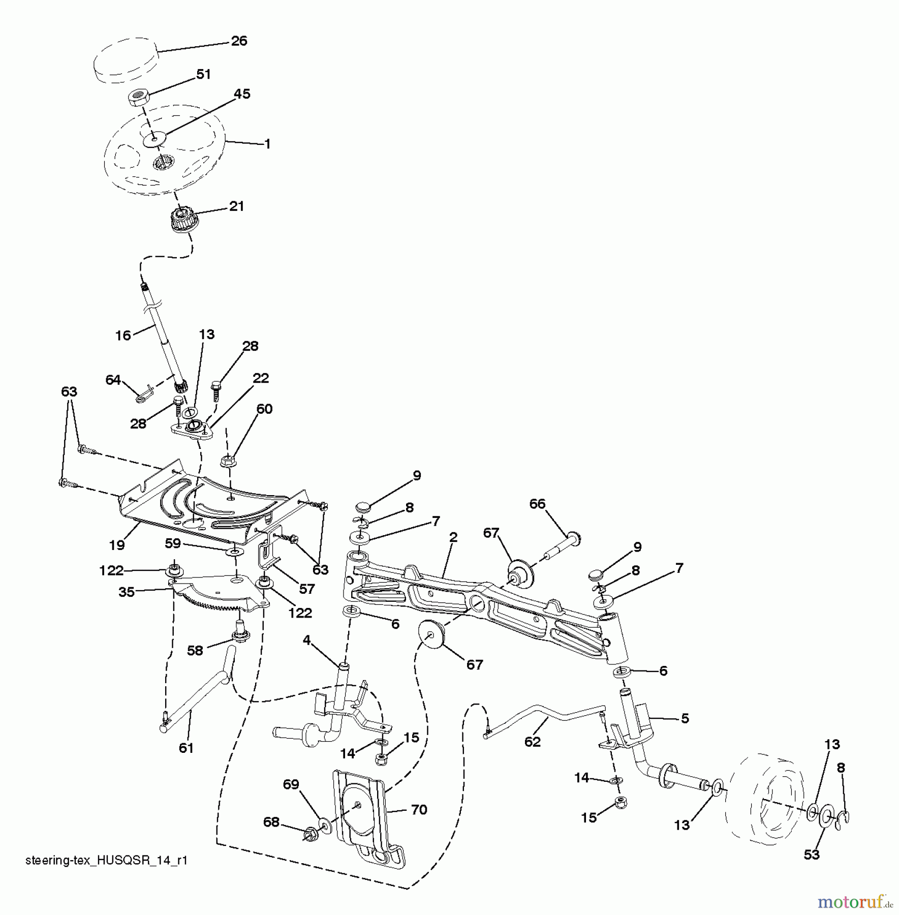 Husqvarna Rasen und Garten Traktoren LGT 2654 (96045003801) - Husqvarna Lawn Tractor (2012-09 & After) STEERING