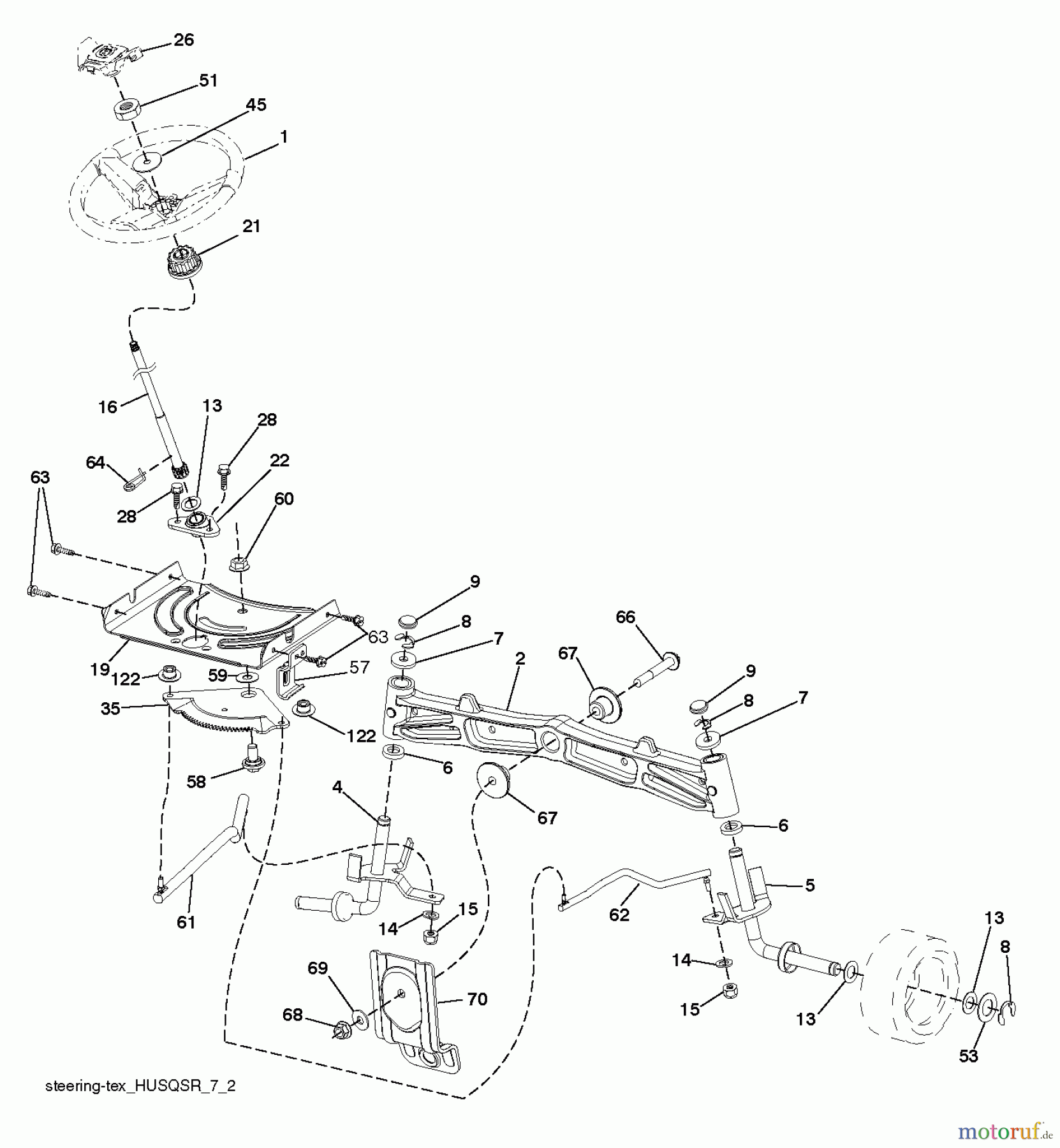  Husqvarna Rasen und Garten Traktoren LGT 2654 (996045004700) - Husqvarna Lawn Tractor (2013-08) STEERING