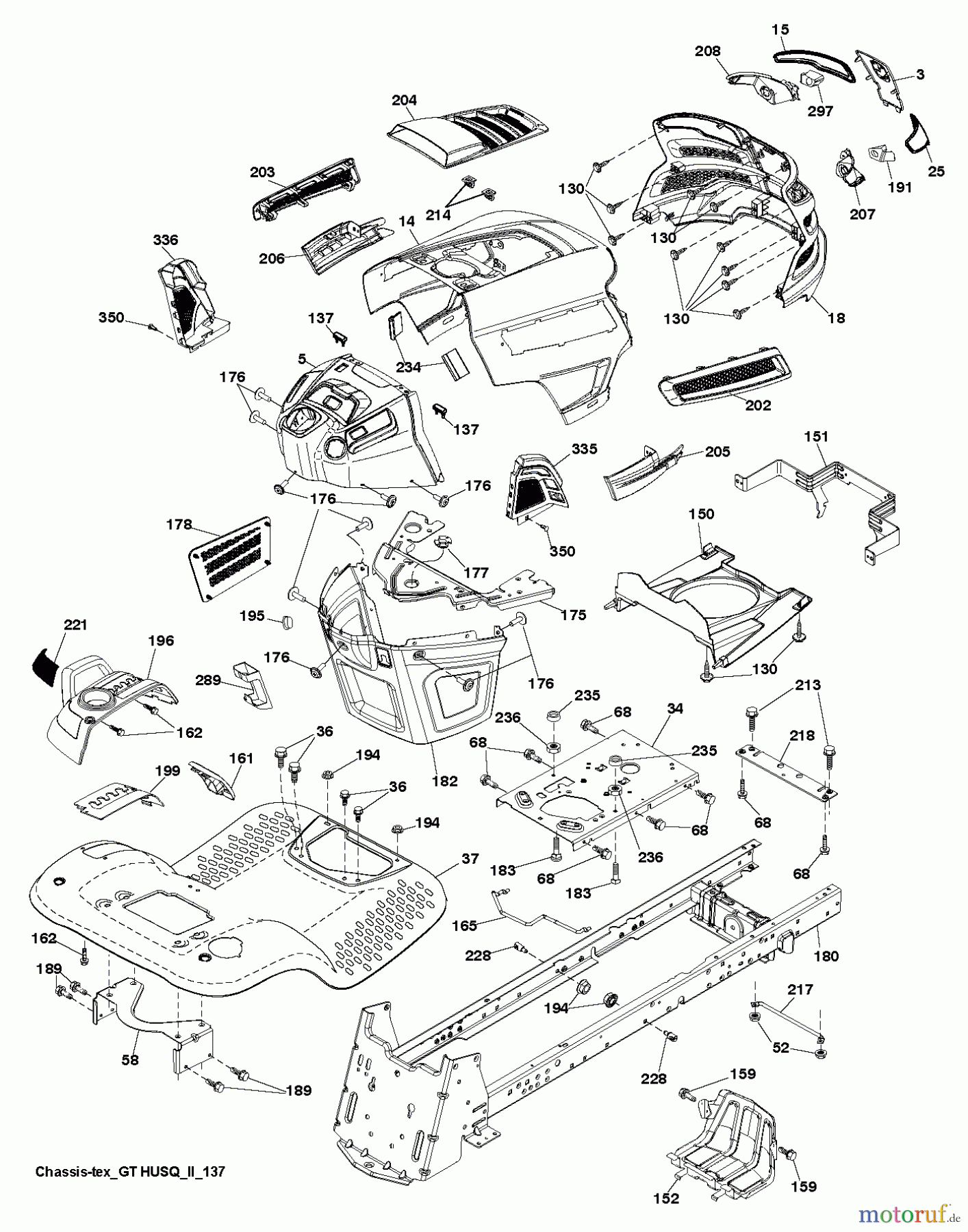 Husqvarna Rasen und Garten Traktoren LGTH 22V48 (96048004300) - Husqvarna Lawn Tractor (2012-10 & After) CHASSIS ENCLOSURES