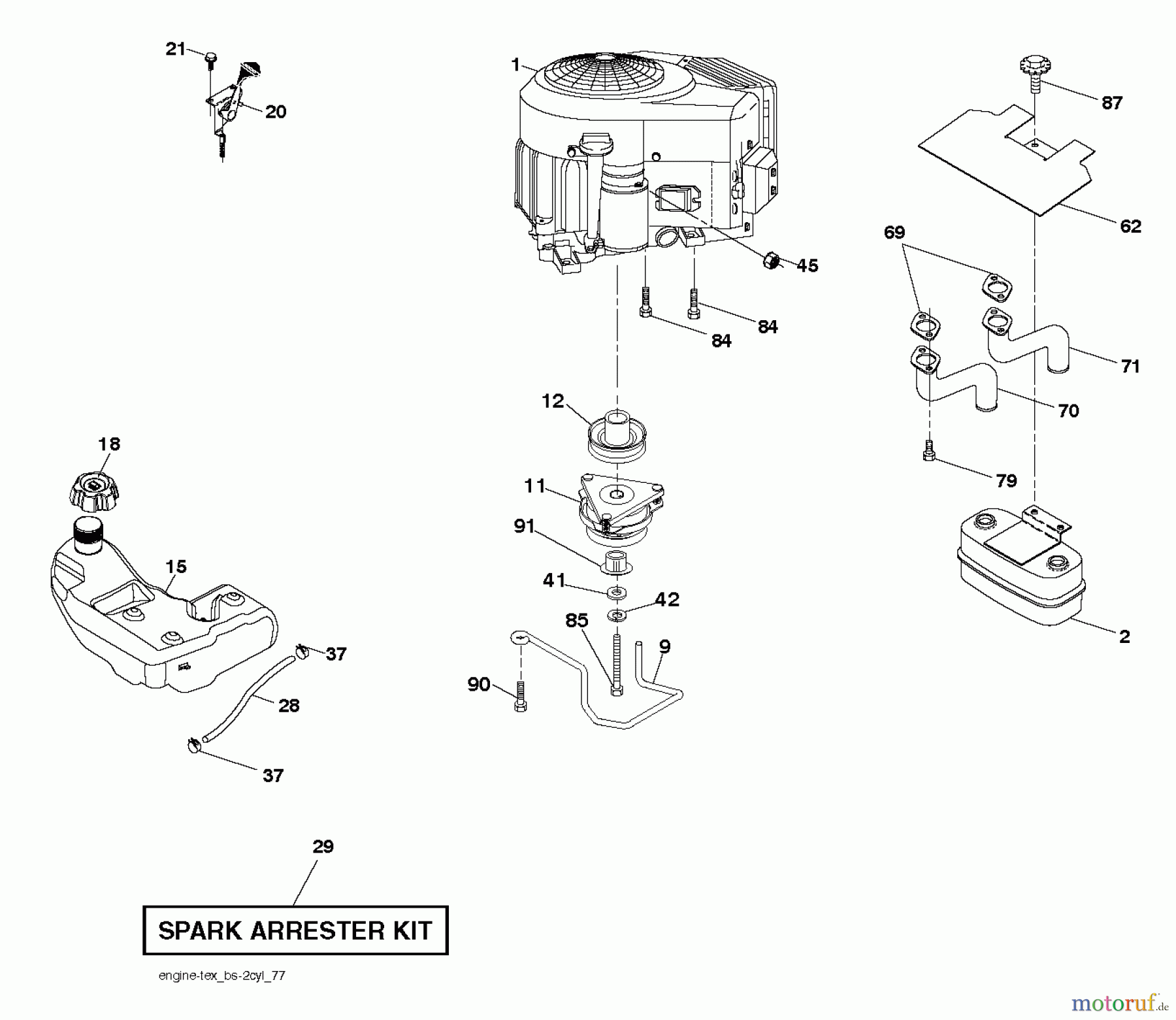 Husqvarna Rasen und Garten Traktoren LGTH 22V48 (96048004300) - Husqvarna Lawn Tractor (2012-10 & After) ENGINE