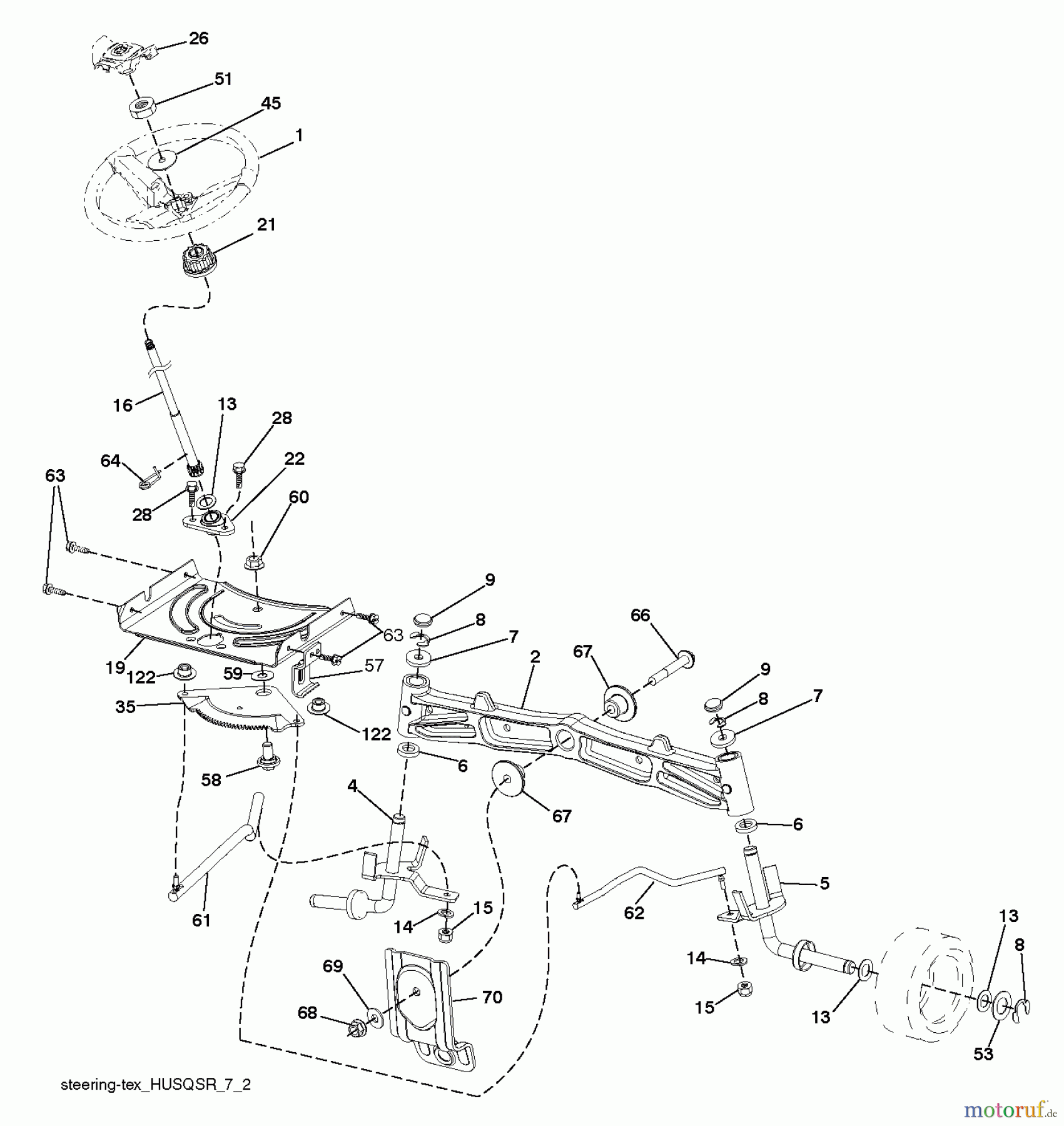 Husqvarna Rasen und Garten Traktoren LGTH 22V48 (96048004300) - Husqvarna Lawn Tractor (2012-10 & After) STEERING