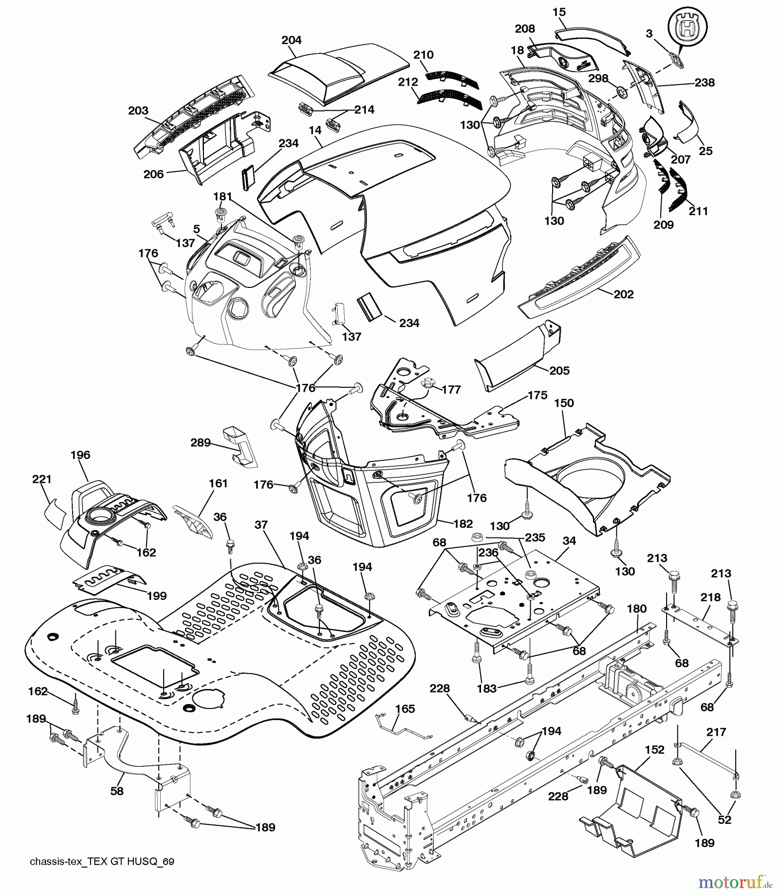 Husqvarna Rasen und Garten Traktoren LGTH 2454 (96043010700) - Husqvarna Lawn Tractor (2010-05 & After) Chassis