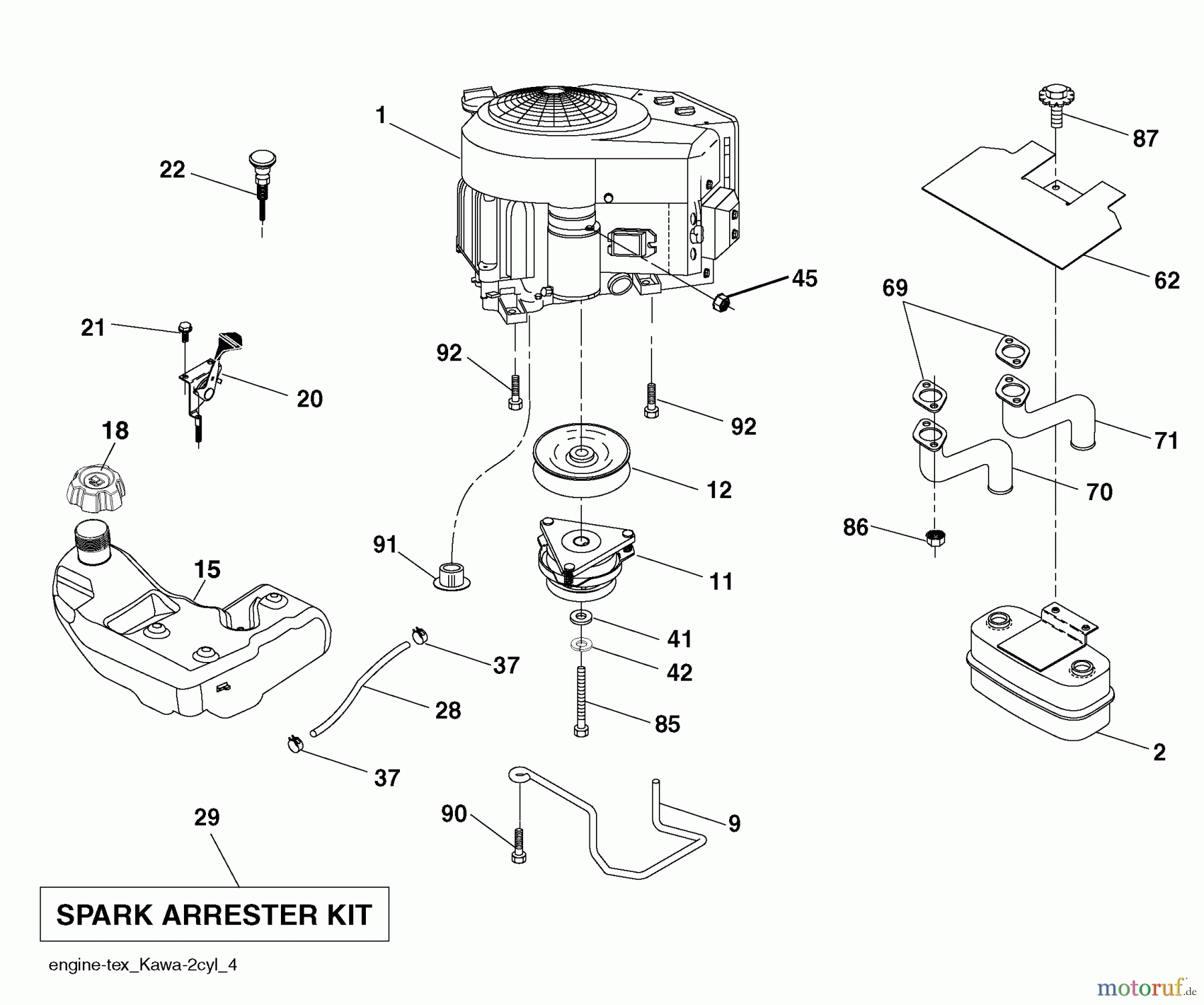 Husqvarna Rasen und Garten Traktoren LGTH 2454 (96043010700) - Husqvarna Lawn Tractor (2010-05 & After) Engine
