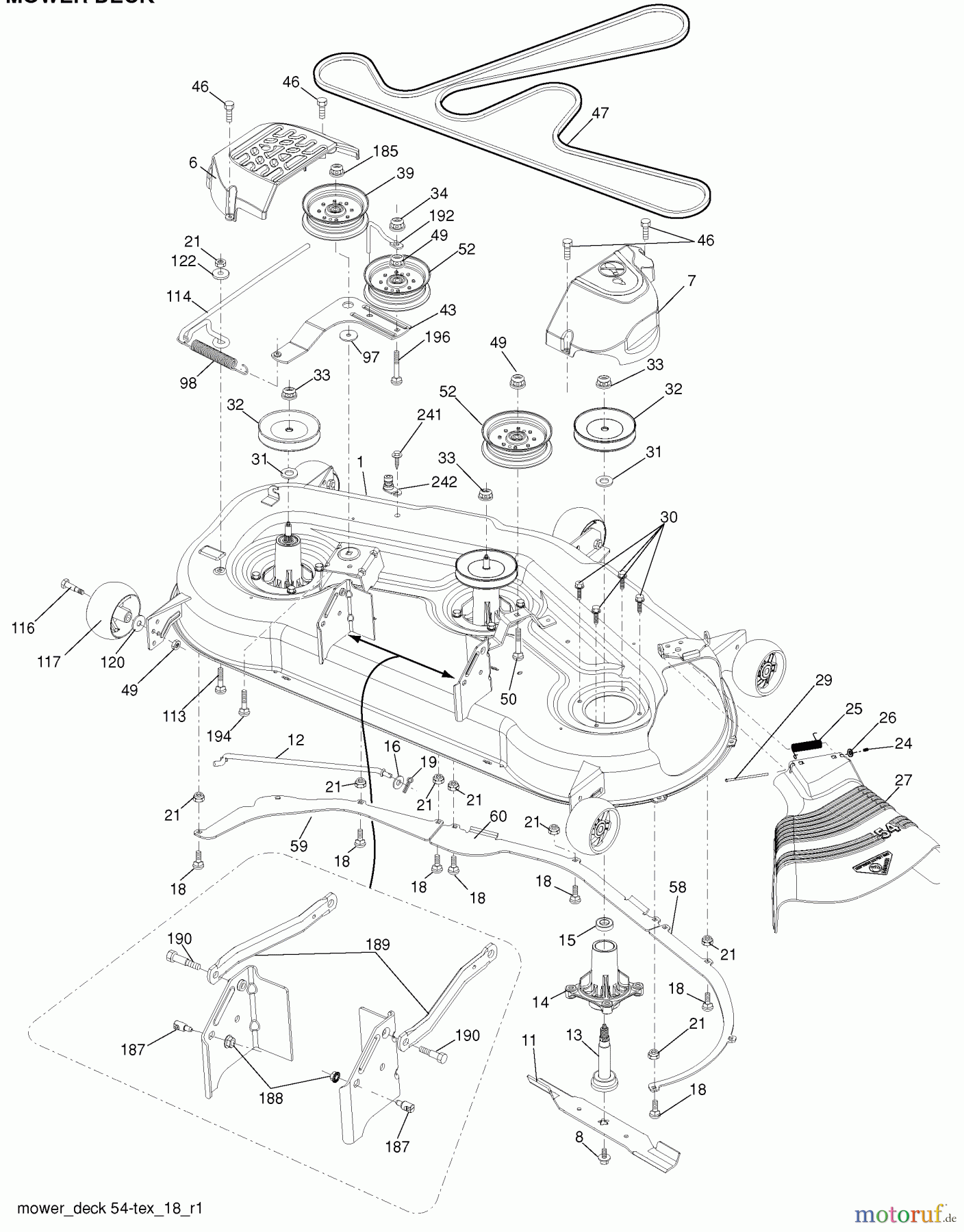 Husqvarna Rasen und Garten Traktoren LGTH 2454 (96043010700) - Husqvarna Lawn Tractor (2010-05 & After) Mower Deck