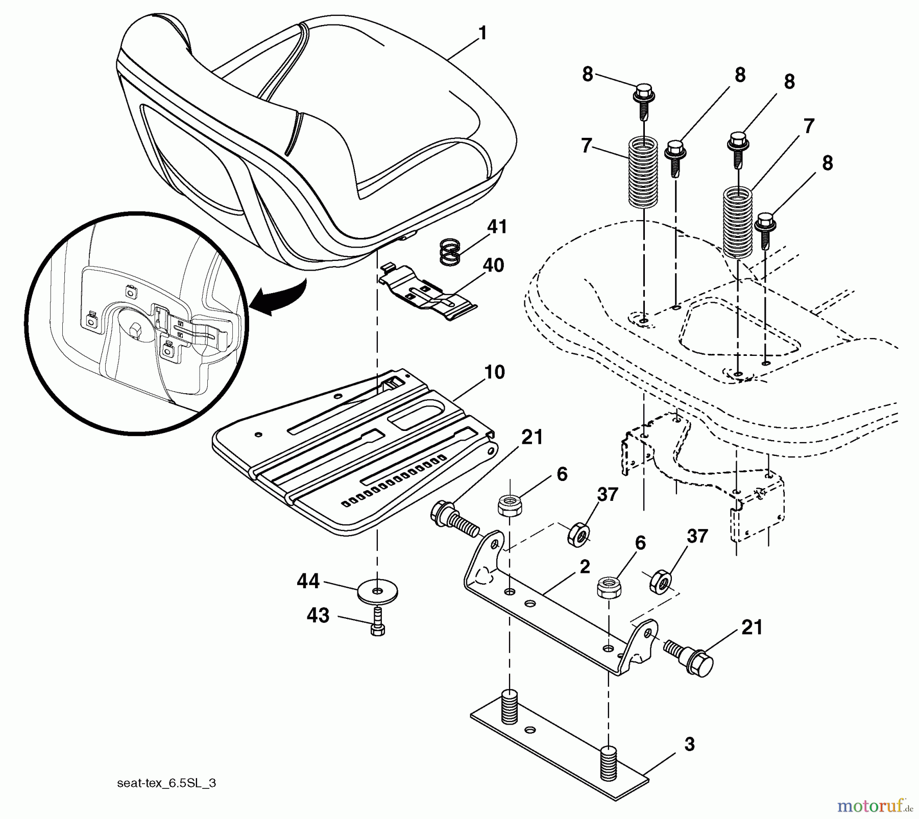 Husqvarna Rasen und Garten Traktoren LGTH 2454 (96043010700) - Husqvarna Lawn Tractor (2010-05 & After) Seat Assembly
