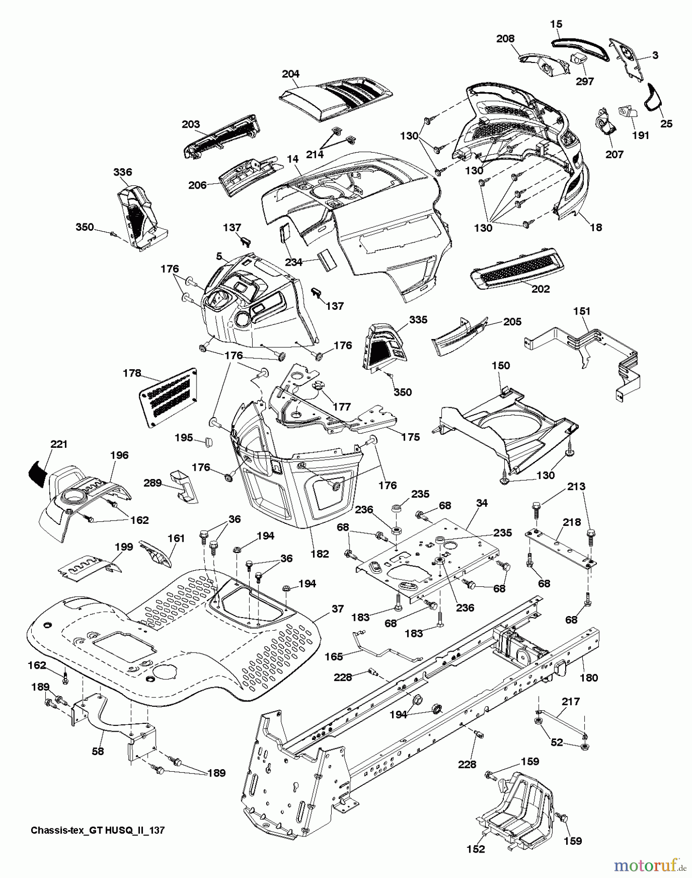 Husqvarna Rasen und Garten Traktoren LGTH 26V54 (96048004400) - Husqvarna Lawn Tractor (2012-08 & After) CHASSIS ENCLOSURES