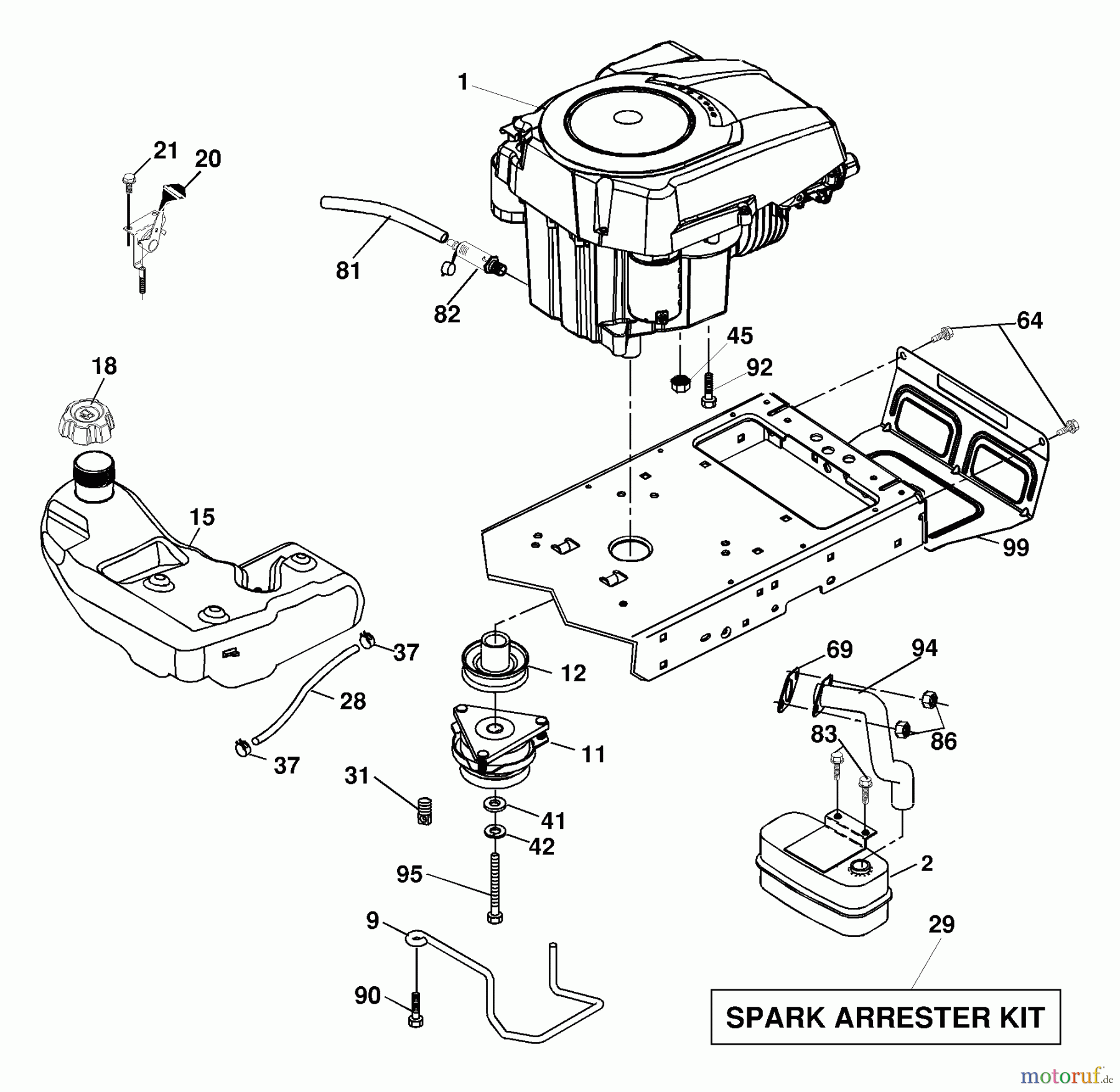 Husqvarna Rasen und Garten Traktoren LOYTH 20F42T (96045000201) - Husqvarna Lawn Tractor (2006-02 & After) Engine
