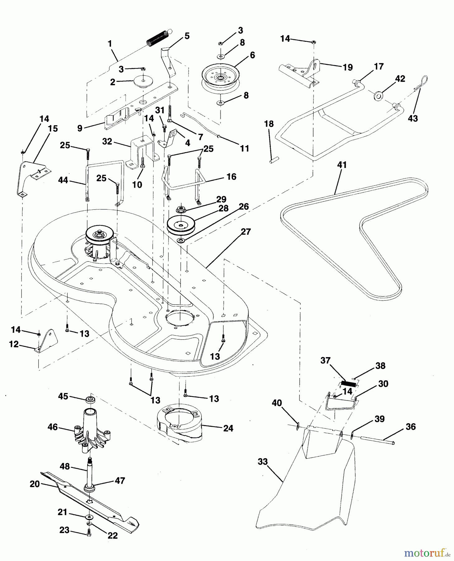 Husqvarna Rasen und Garten Traktoren LR 100 (954000572) - Husqvarna Lawn Tractor (1995-03 to 1995-02) Mower Deck