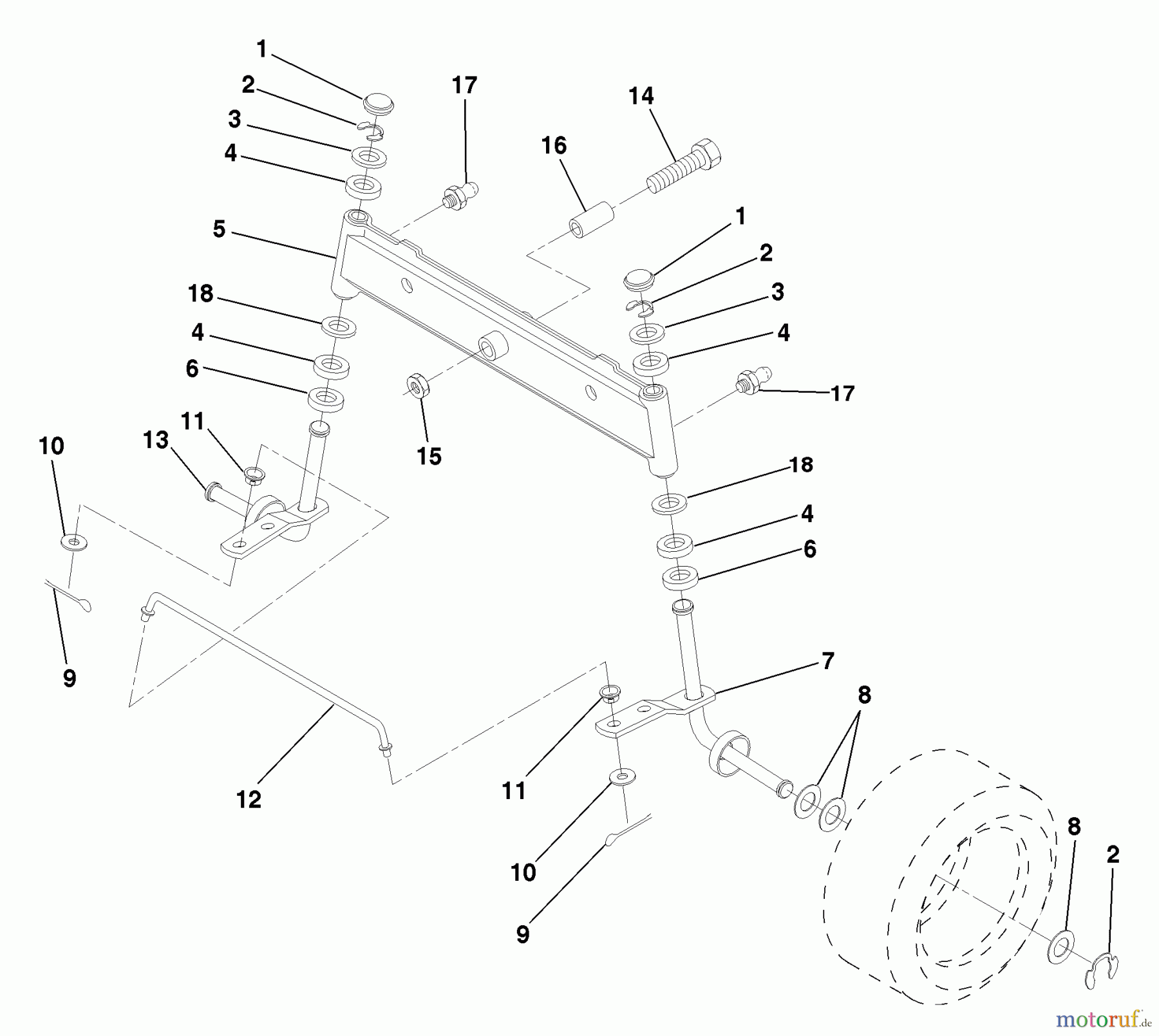 Husqvarna Rasen und Garten Traktoren LR 110 (954001232C) - Husqvarna Lawn Tractor (1995-08 & After) Front Axle