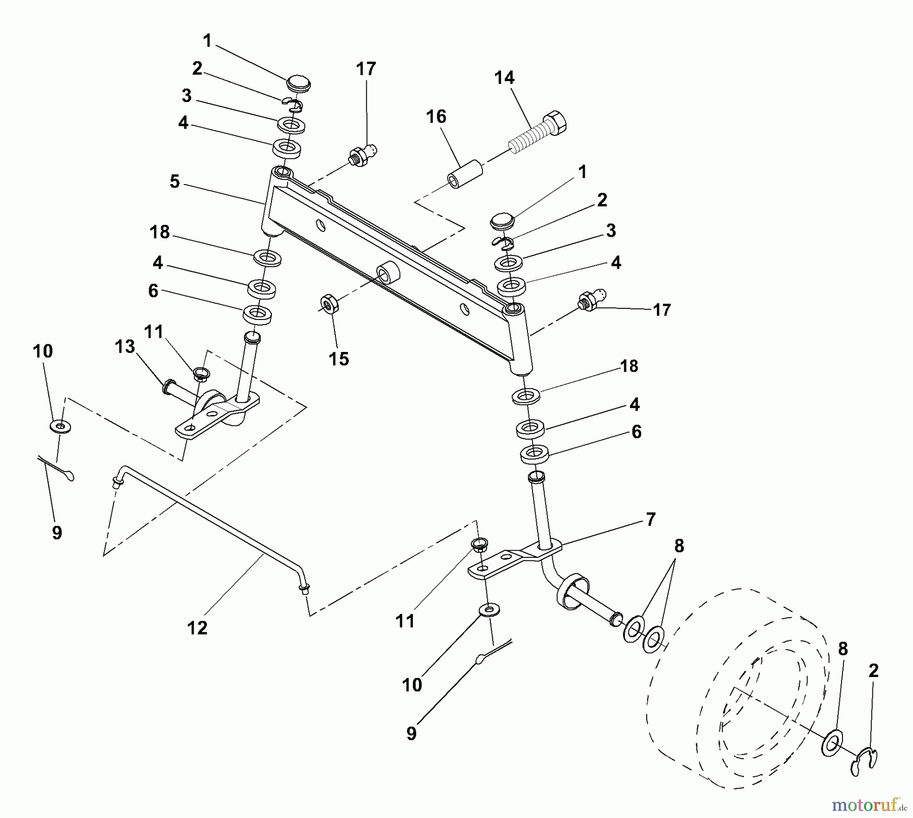 Husqvarna Rasen und Garten Traktoren LR 111 (954001212A) - Husqvarna Lawn Tractor (1994-07 & After) Front Axle