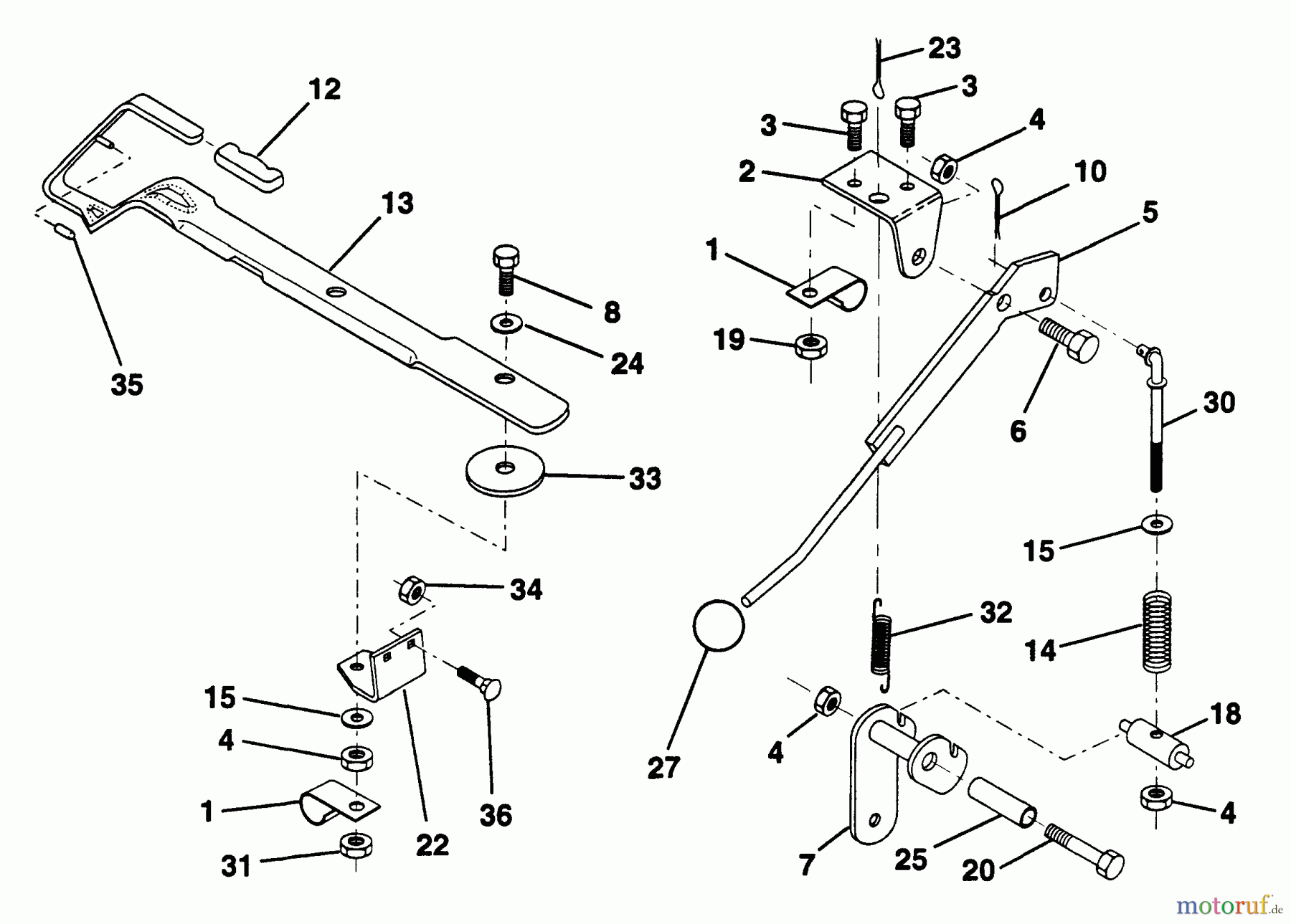 Husqvarna Rasen und Garten Traktoren LR 12 (954000762) (HC12R38A) - Husqvarna Lawn Tractor (1994-01 & After) Mower Lift Lever