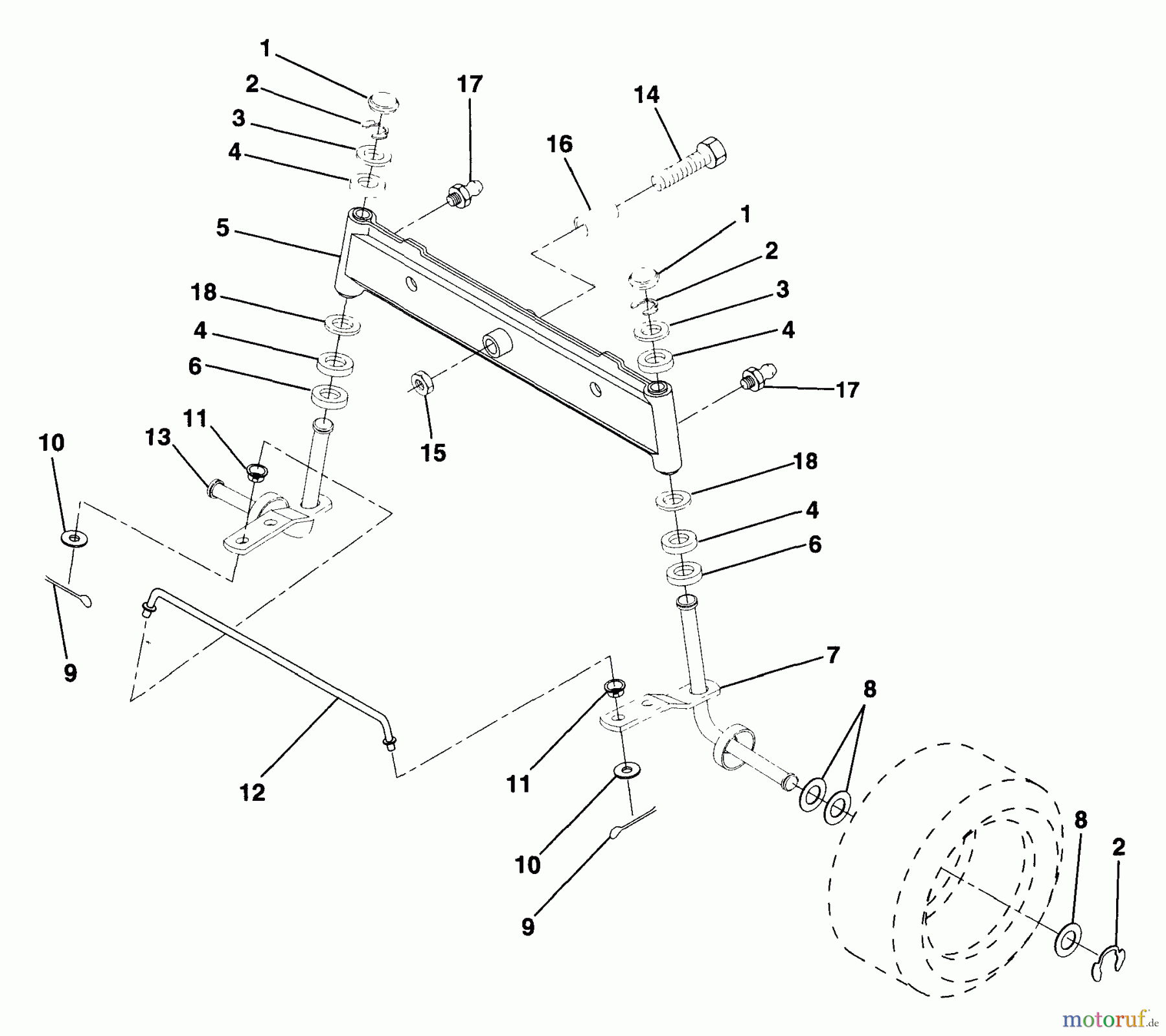 Husqvarna Rasen und Garten Traktoren LR 12 (954002701) (HC12R38B) - Husqvarna Lawn Tractor (1994-10 to 1995-12) Front Axle