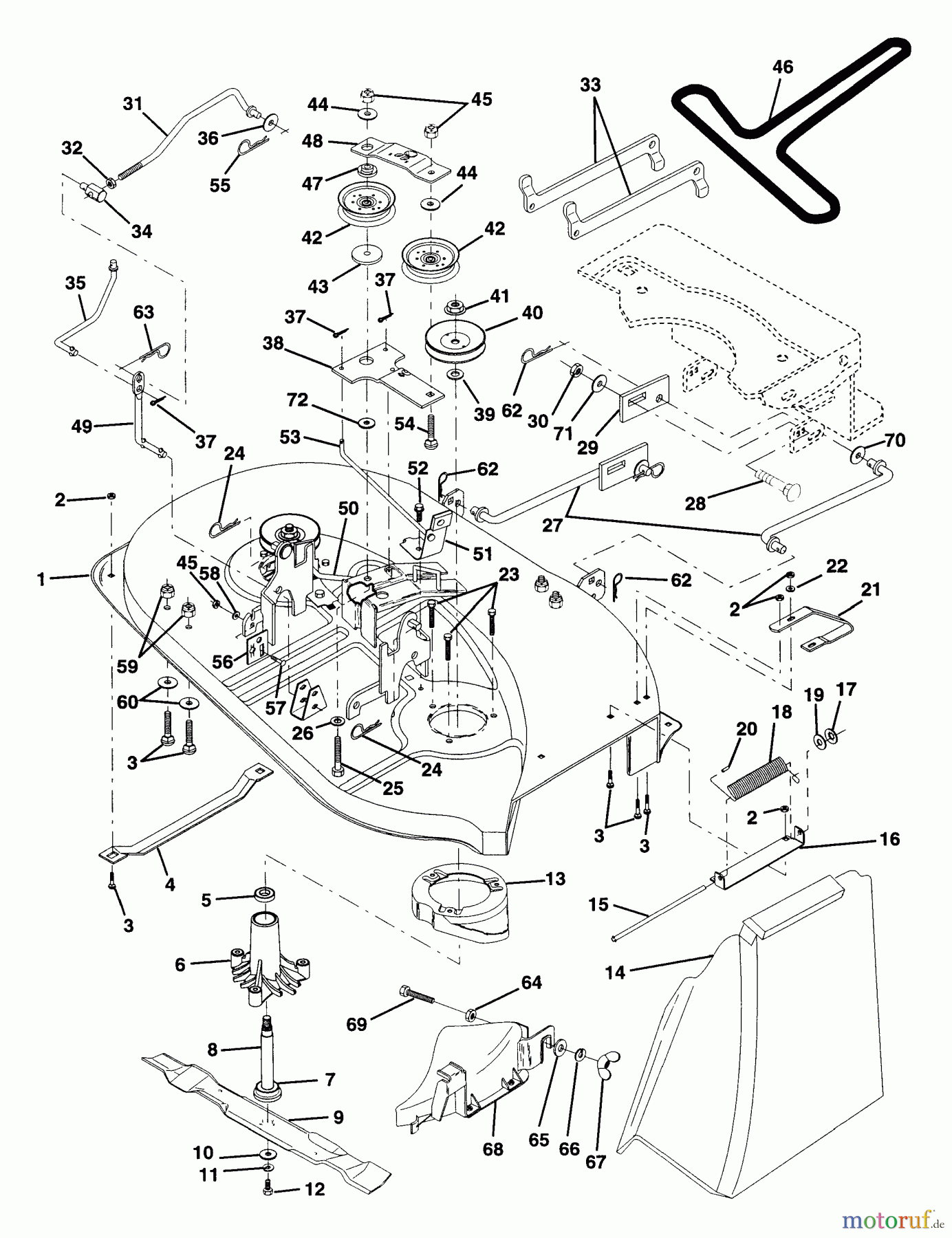 Husqvarna Rasen und Garten Traktoren LR 12 (954002701) (HC12R38B) - Husqvarna Lawn Tractor (1994-10 to 1995-12) Mower Deck