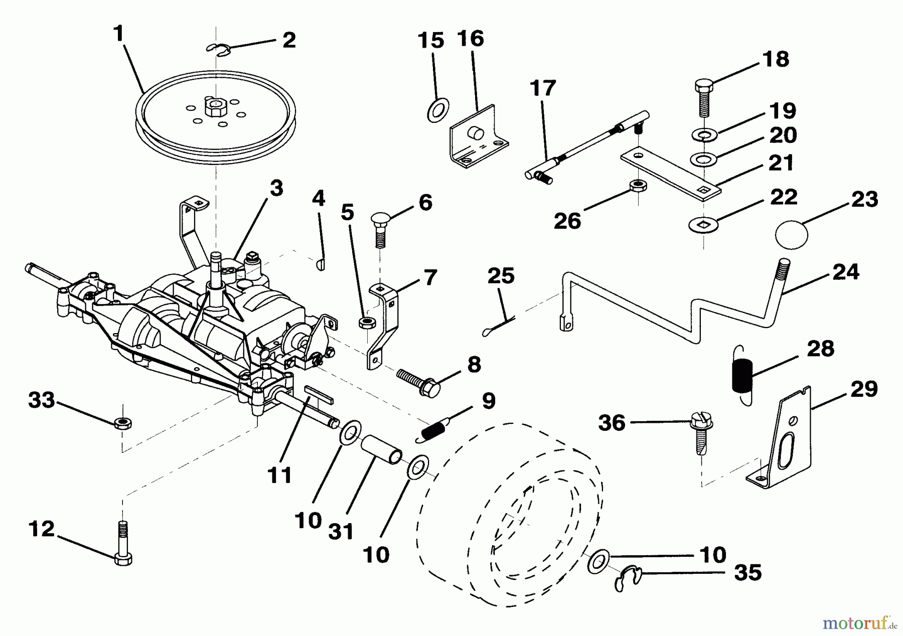 Husqvarna Rasen und Garten Traktoren LR 12 (954002701) (HC12R38B) - Husqvarna Lawn Tractor (1994-10 to 1995-12) Transaxle