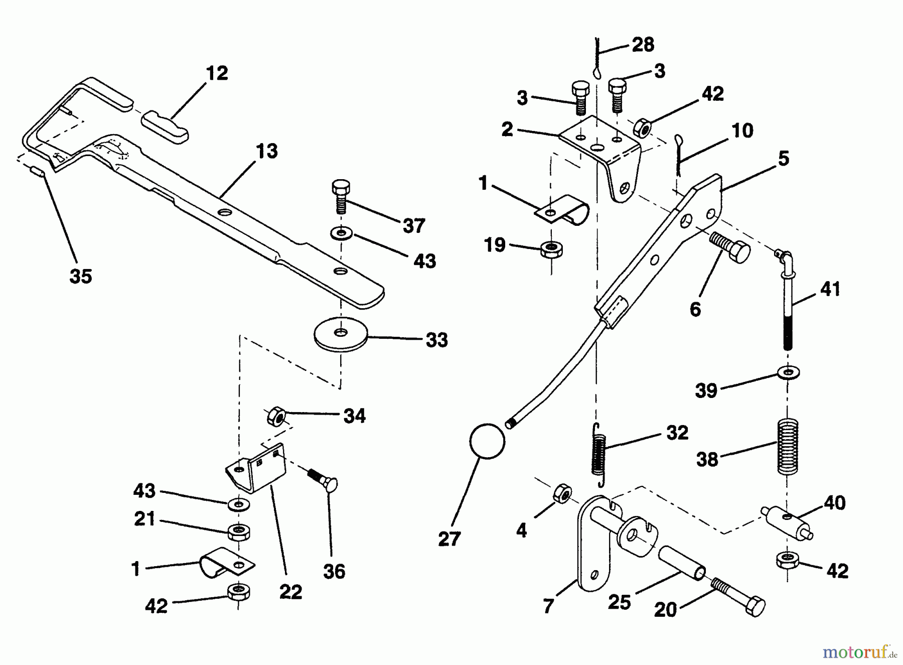 Husqvarna Rasen und Garten Traktoren LR 12 (954002701) (HC12R38D) - Husqvarna Lawn Tractor (1996-01 & After) Mower Lift Lever