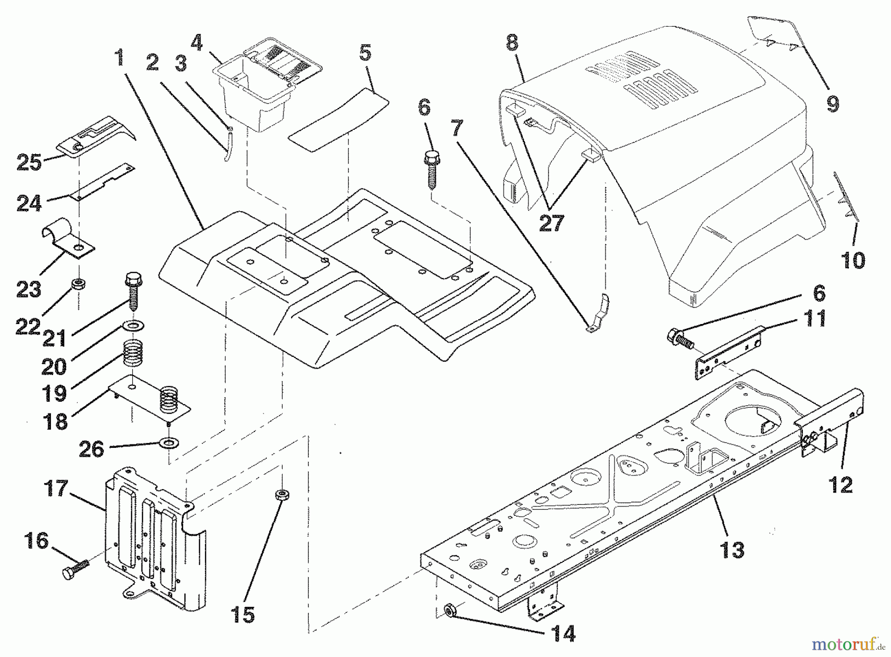 Husqvarna Rasen und Garten Traktoren LR 120 (954000412) (HU1236B) - Husqvarna Lawn Tractor (1992-10 & After) Fender / Chassis