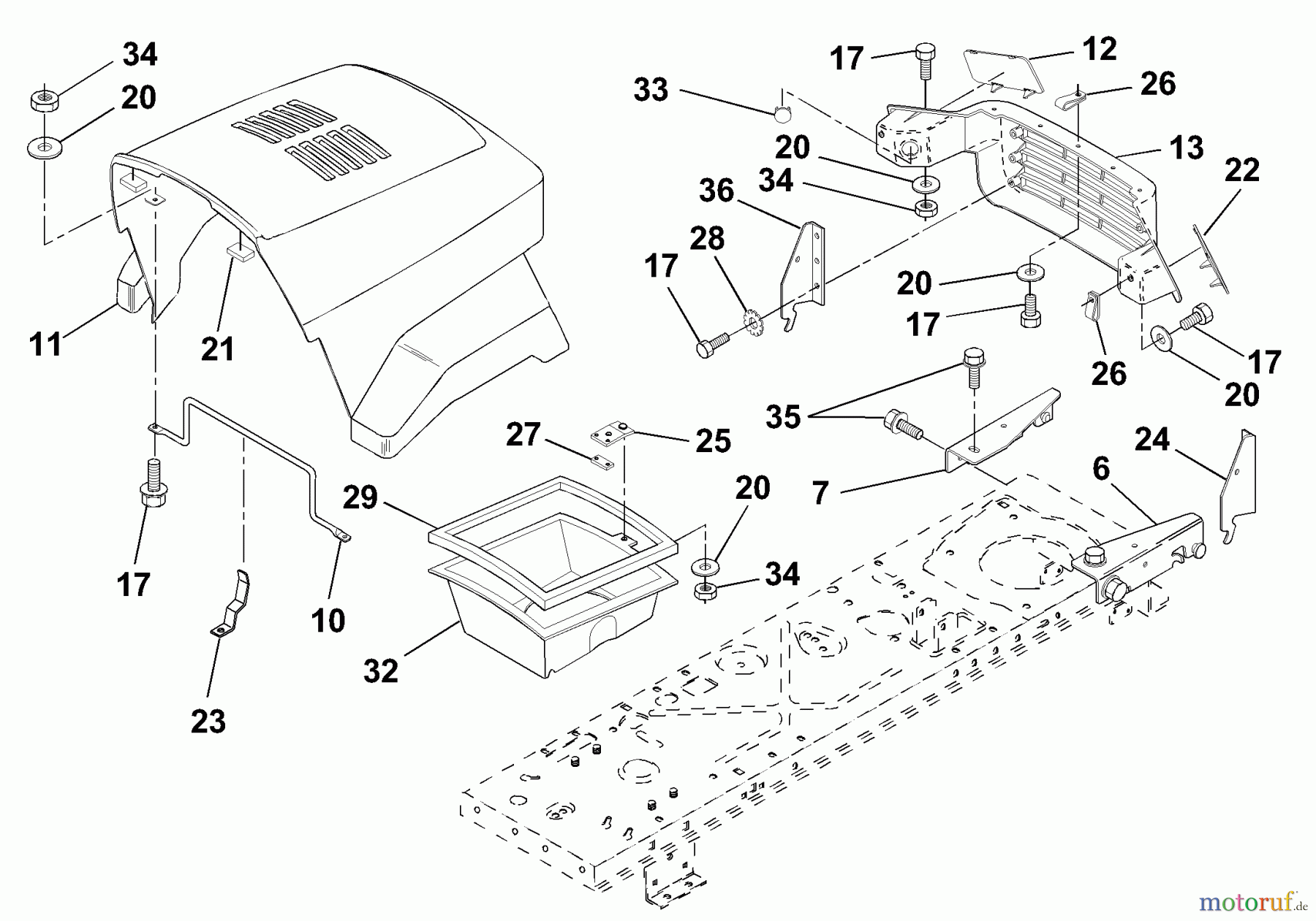 Husqvarna Rasen und Garten Traktoren LR 120 (954830051A) - Husqvarna Lawn Tractor (1995-08 & After) Hood