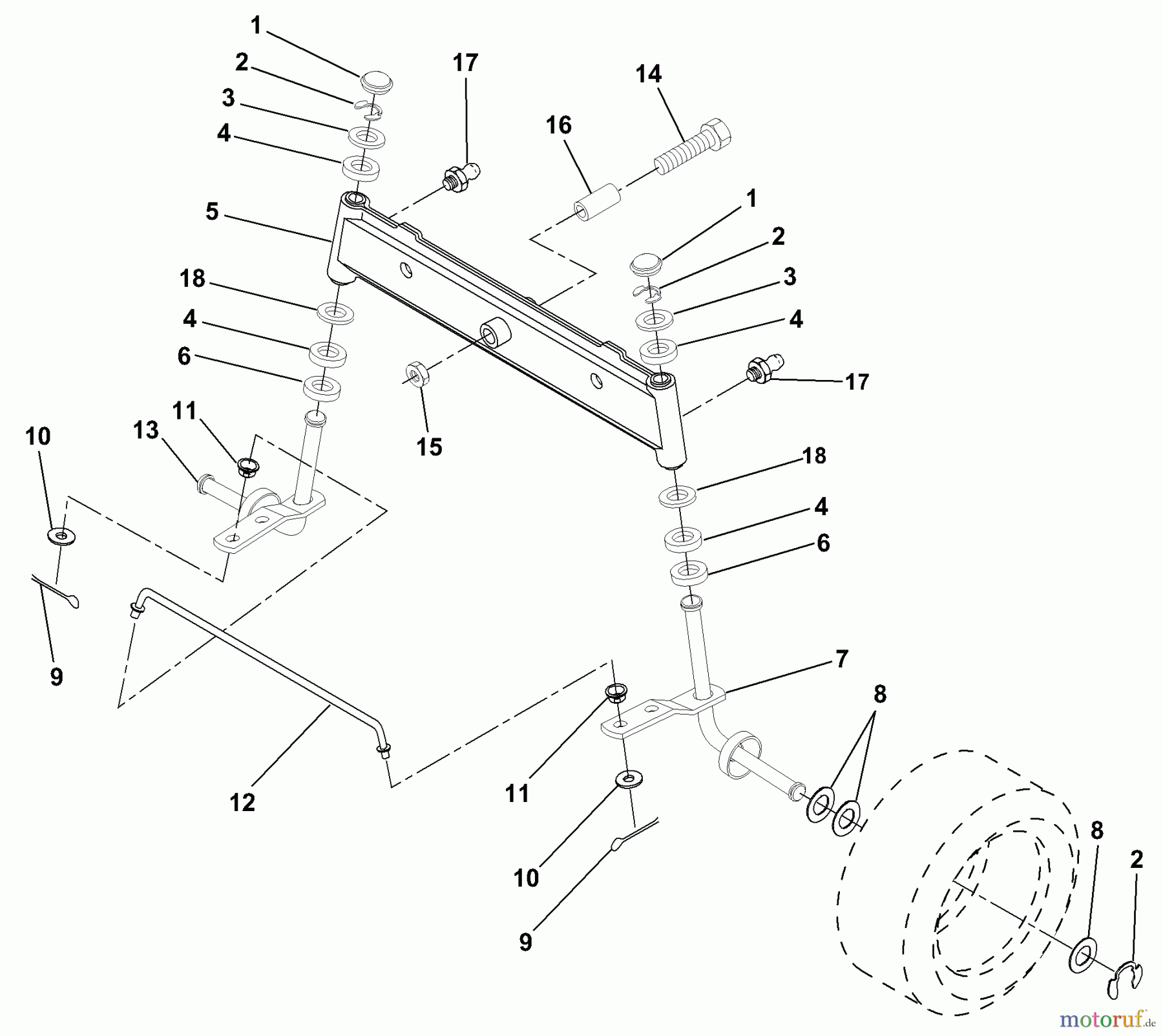 Husqvarna Rasen und Garten Traktoren LR 121 (954140001) (HCLR120A) - Husqvarna Lawn Tractor (1996-08 & After) Front Axle