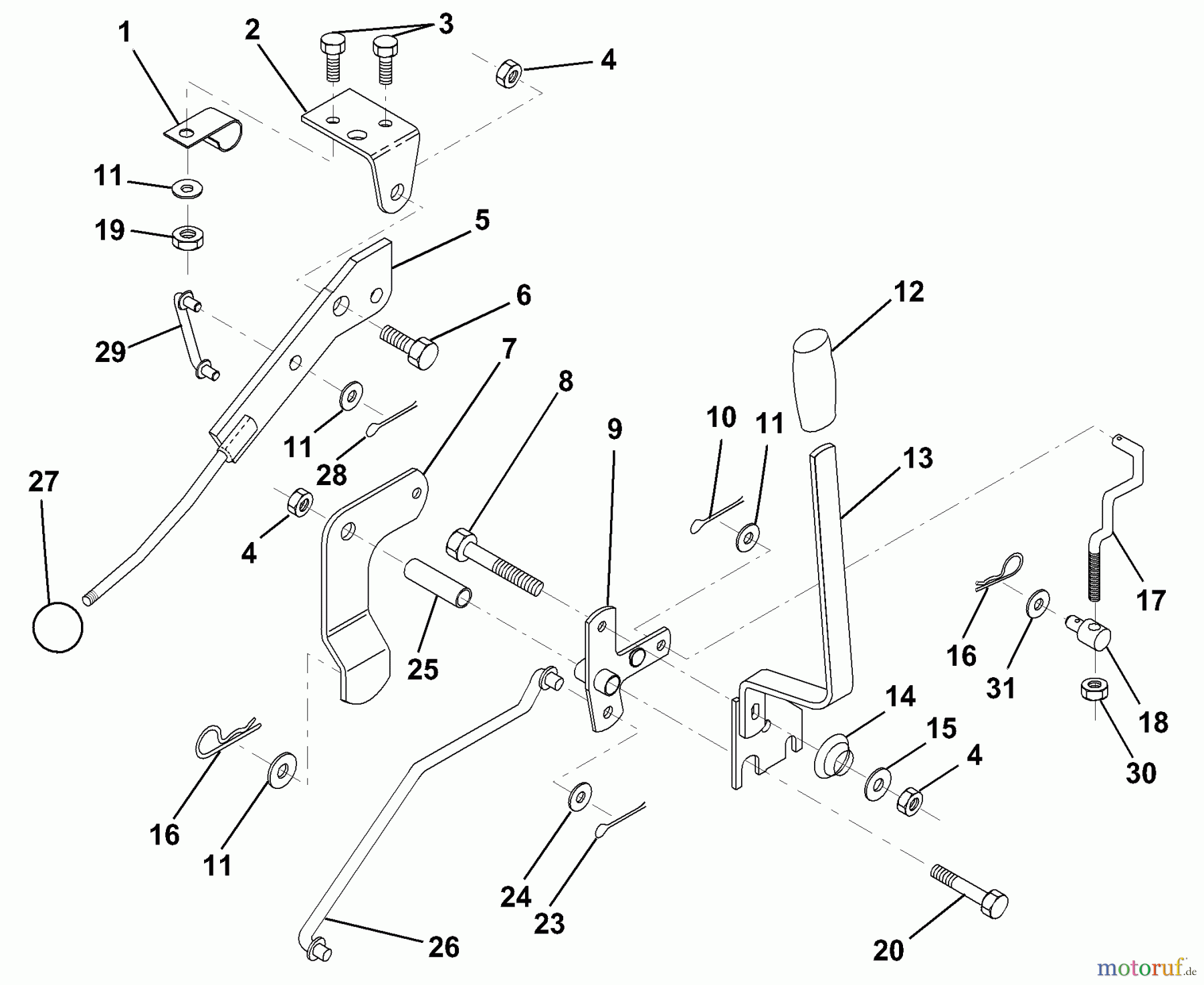 Husqvarna Rasen und Garten Traktoren LR 121 (954140001) (HCLR120A) - Husqvarna Lawn Tractor (1996-08 & After) Mower Lift Lever