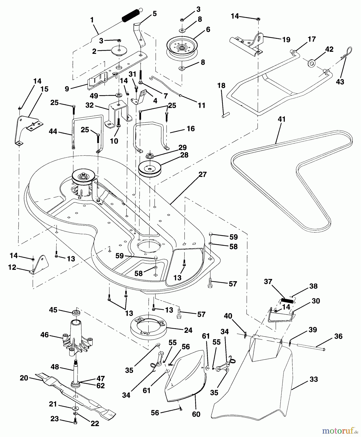 Husqvarna Rasen und Garten Traktoren LR 121 (954140001A) - Husqvarna Lawn Tractor (1997-12 & After) Mower Deck