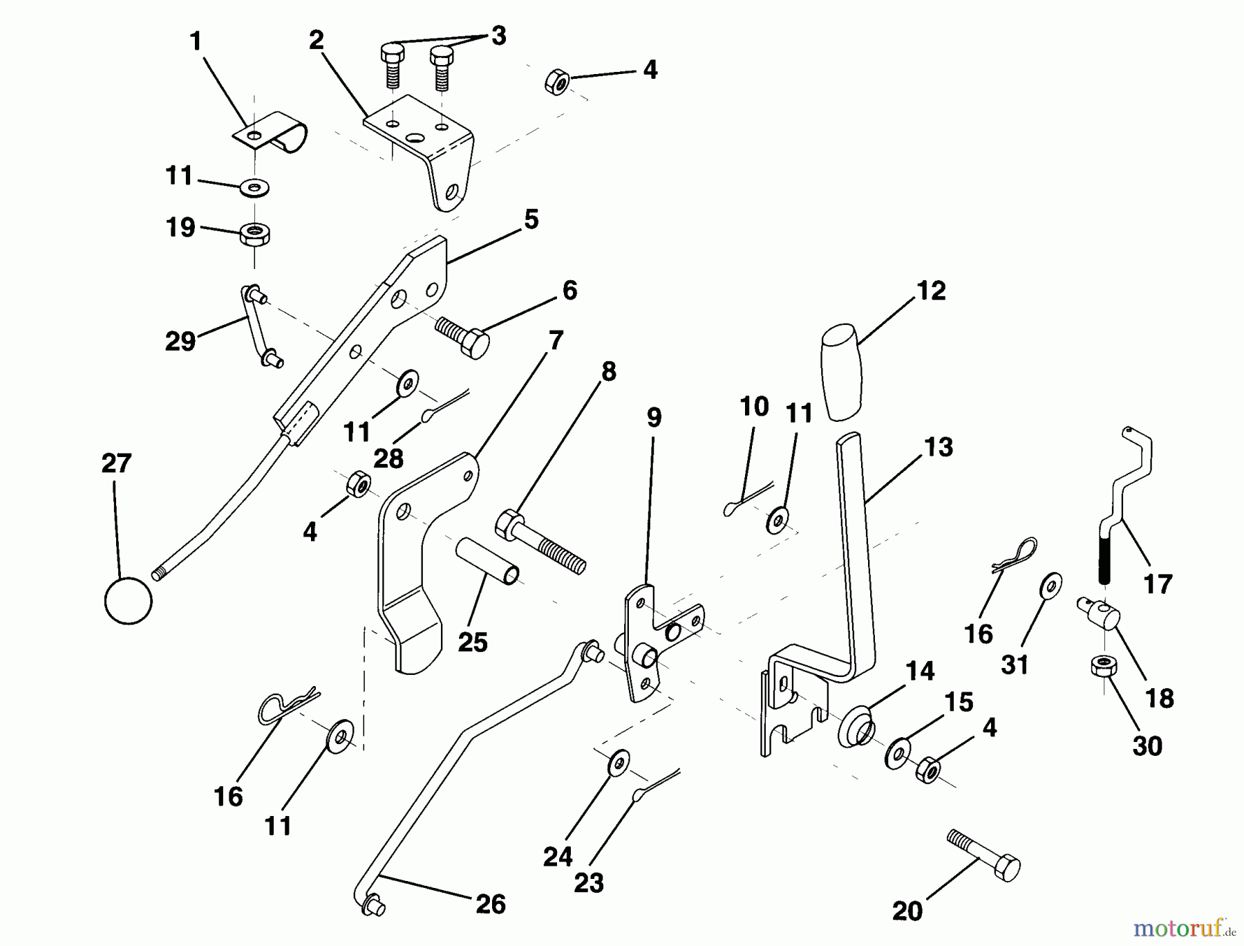 Husqvarna Rasen und Garten Traktoren LR 121 (954140001A) - Husqvarna Lawn Tractor (1997-12 & After) Mower Lift Lever