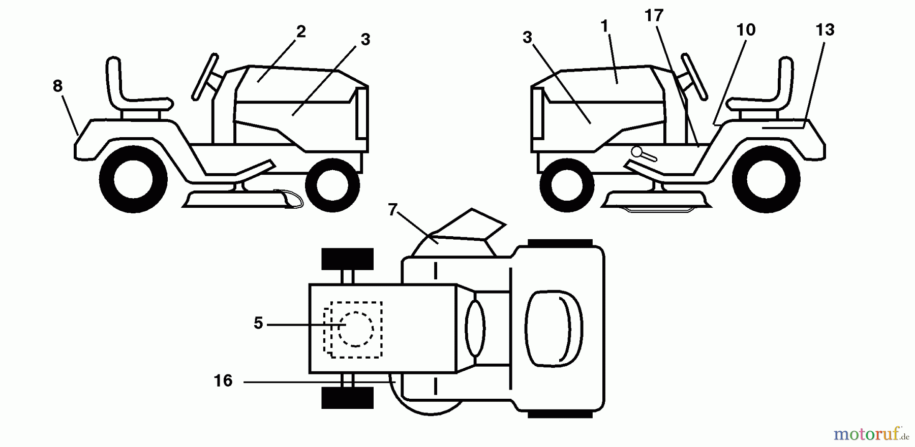 Husqvarna Rasen und Garten Traktoren LR 121 (954140001B) - Husqvarna Lawn Tractor (1998-02 & After) Decals