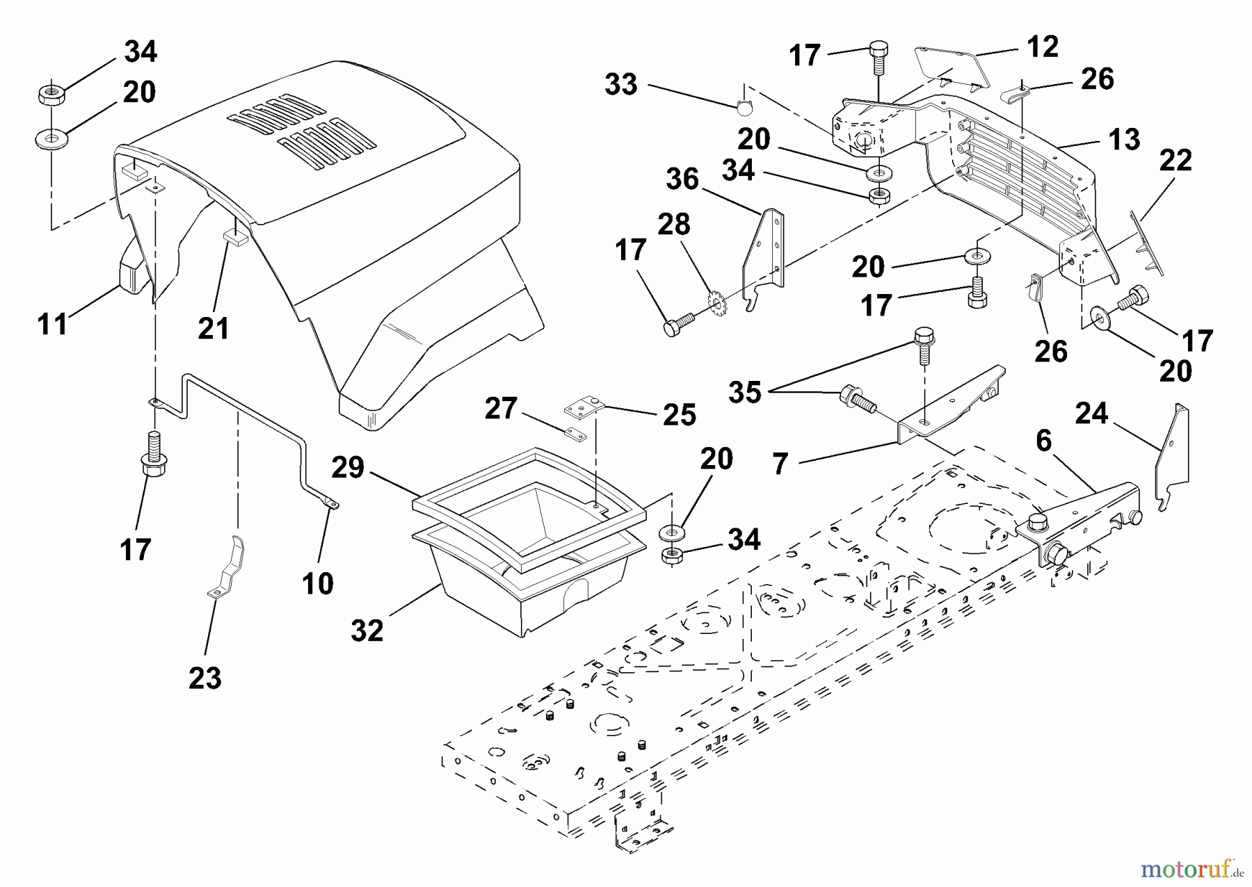 Husqvarna Rasen und Garten Traktoren LR 122 (954140105A) - Husqvarna Lawn Tractor (1999-09 & After) Hood