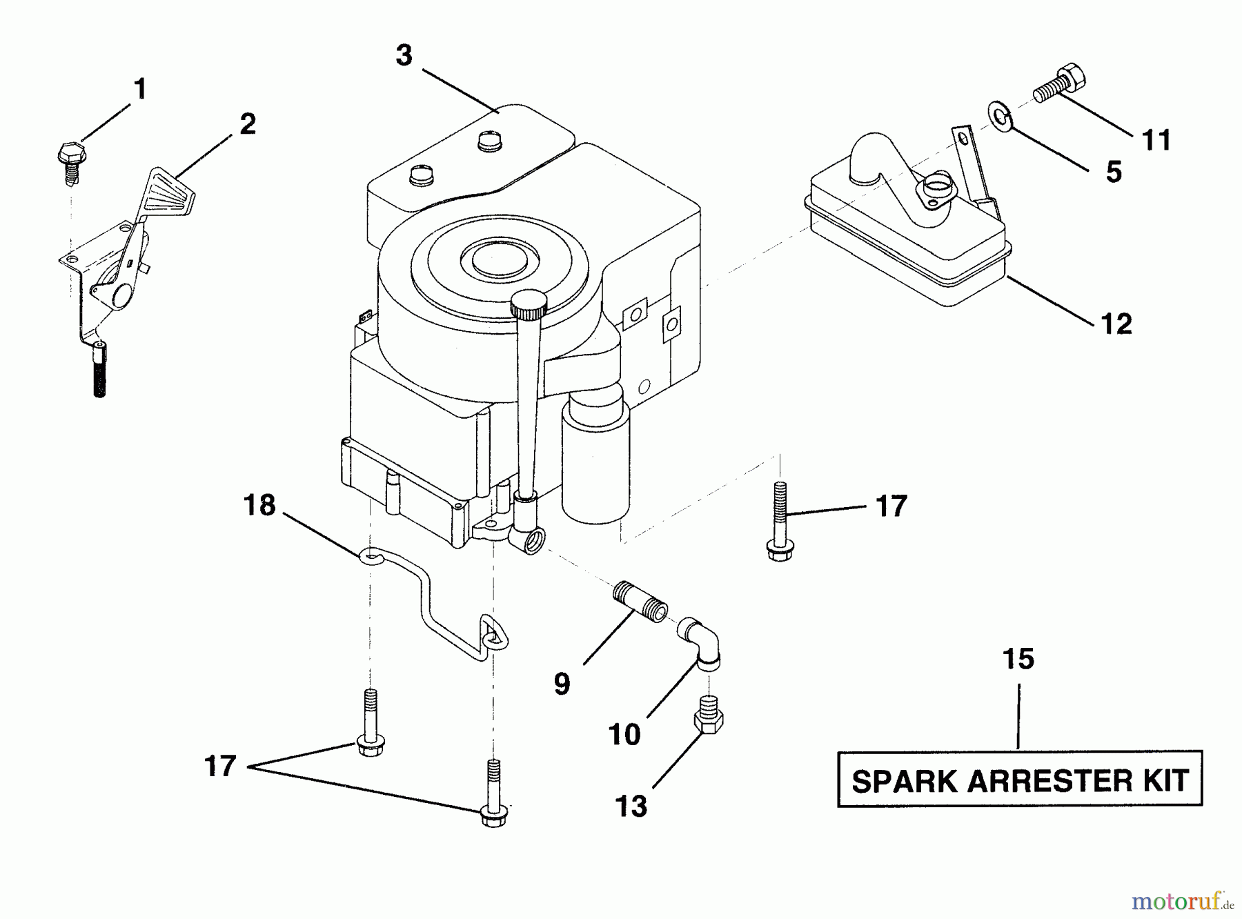 Husqvarna Rasen und Garten Traktoren LR 125 (954000522) (HU125R38MA) - Husqvarna Lawn Tractor (1992-12 & After) Engine