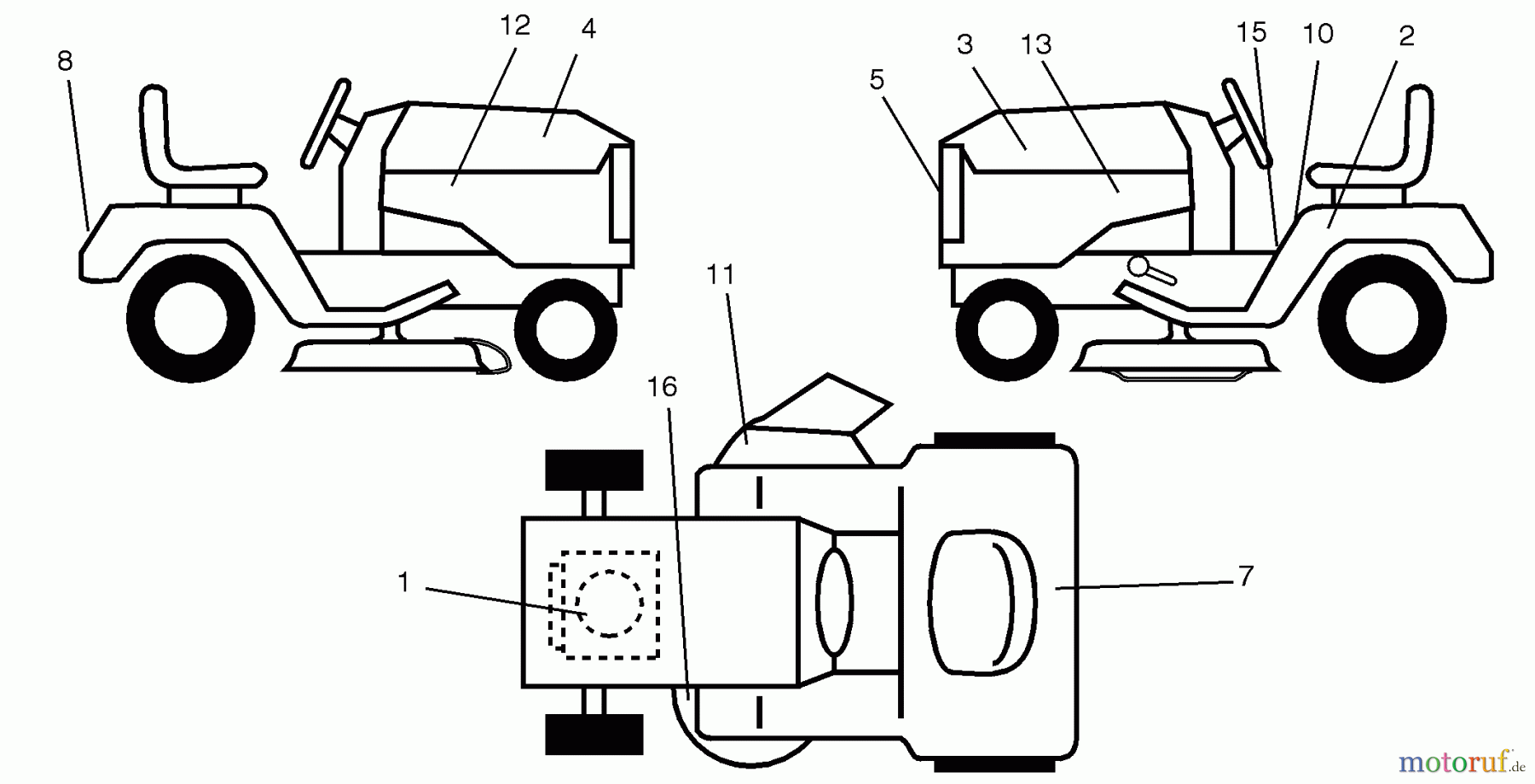 Husqvarna Rasen und Garten Traktoren LR 125 (954001202C) - Husqvarna Lawn Tractor (1995-03 & After) Decals