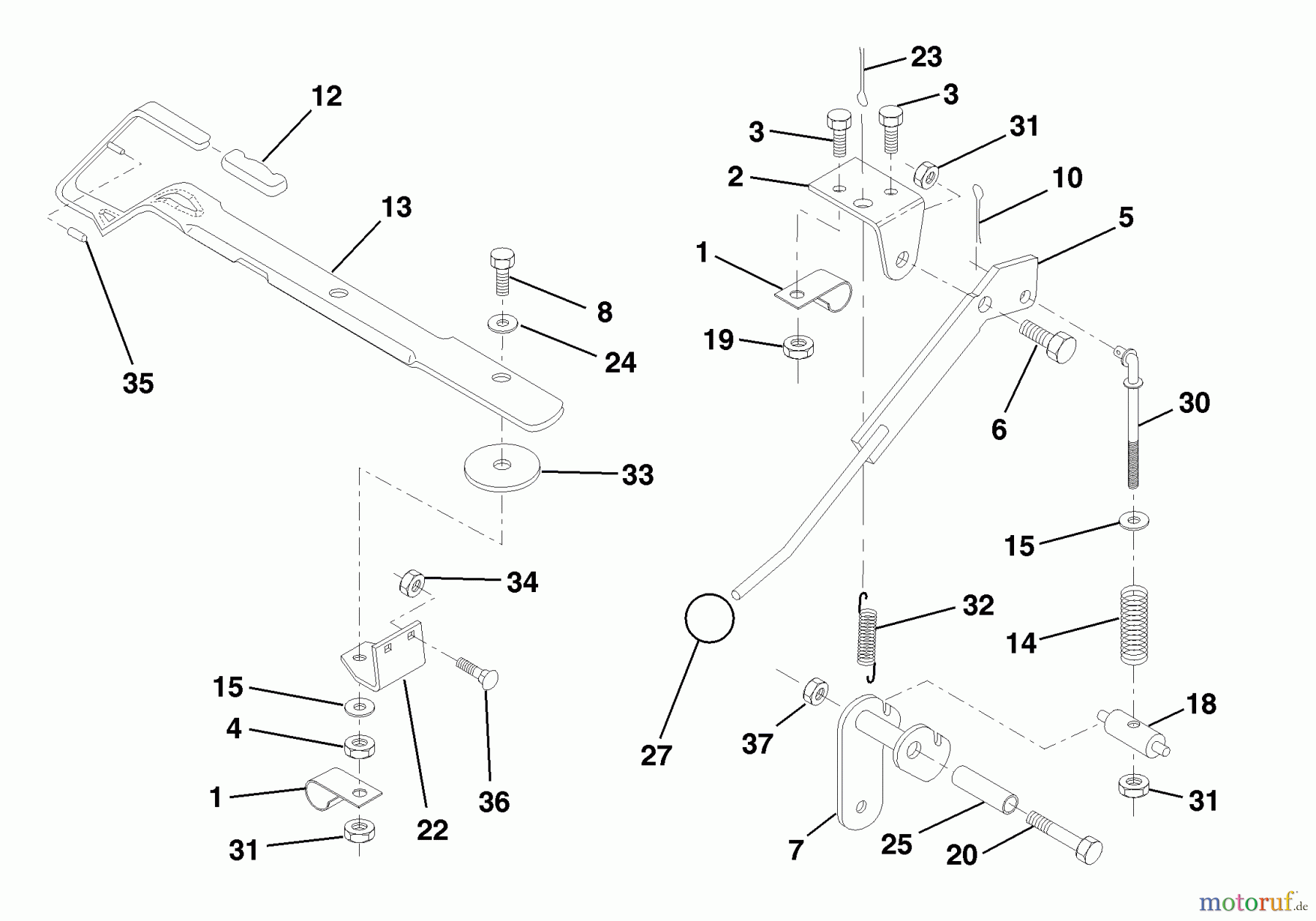 Husqvarna Rasen und Garten Traktoren LR 125 (954001202C) - Husqvarna Lawn Tractor (1995-03 & After) Mower Lift Lever