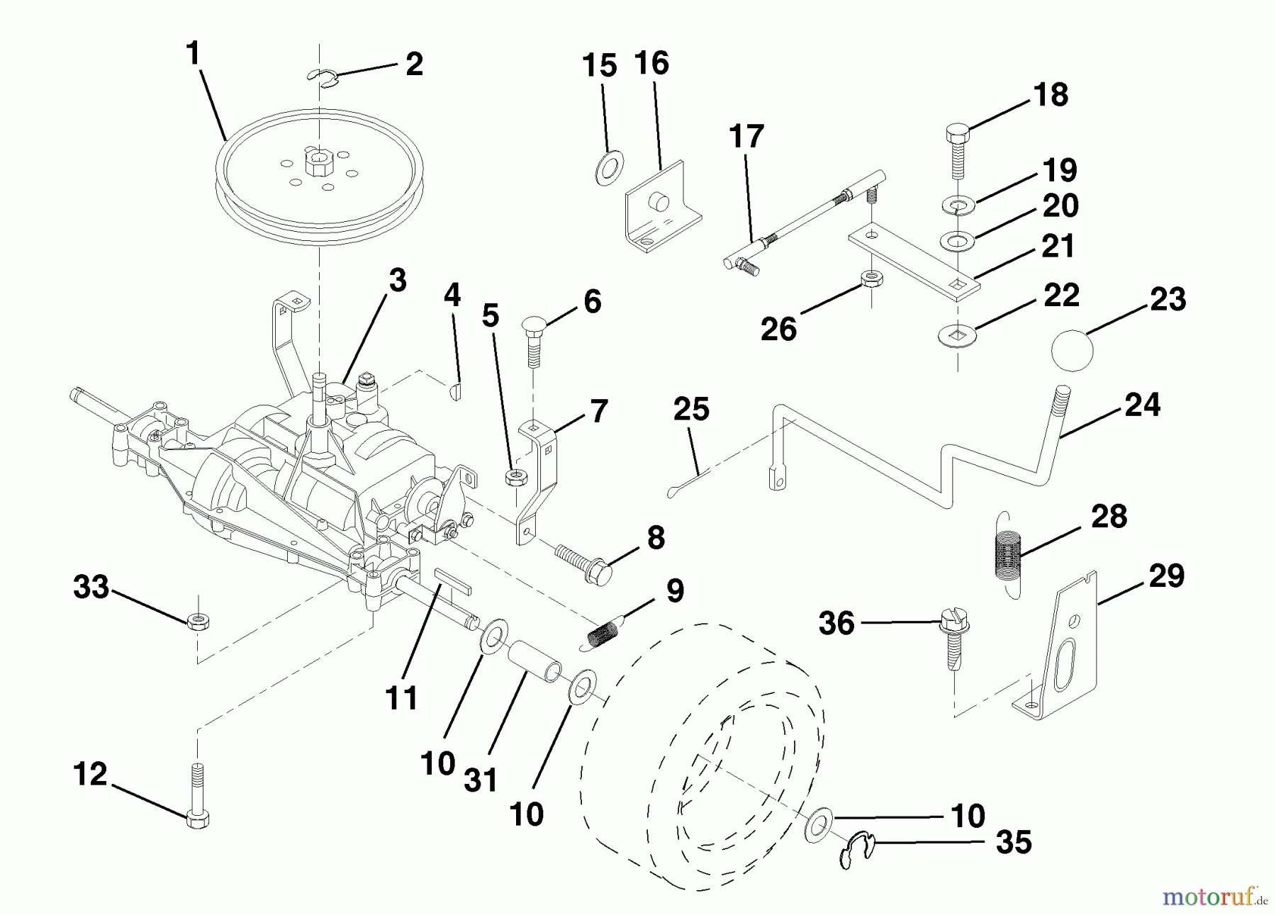 Husqvarna Rasen und Garten Traktoren LR 125 (954001202C) - Husqvarna Lawn Tractor (1995-03 & After) Transaxle